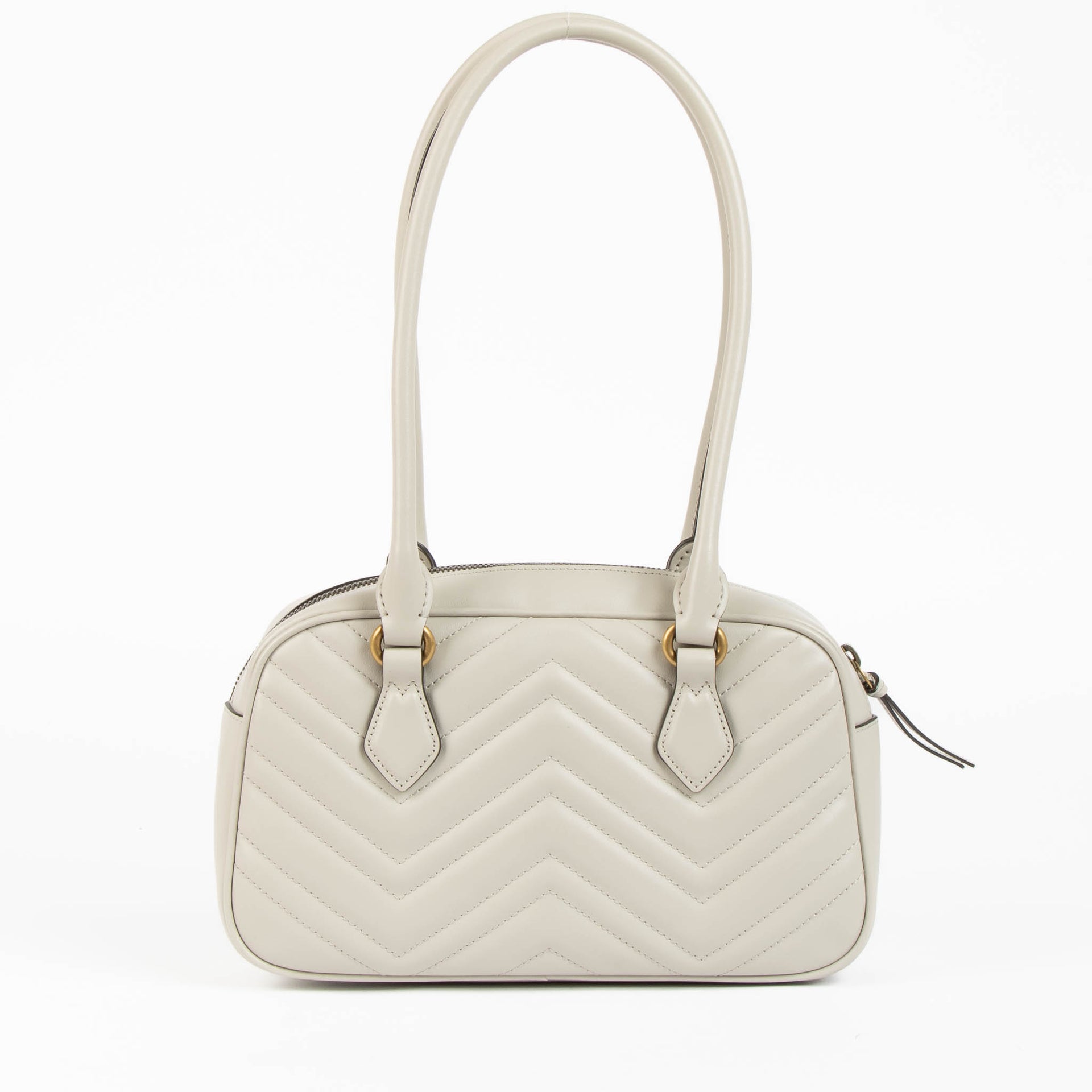 Shop the authentic Gucci Grey GG Marmont Boston Shoulder Bag second hand on Labellov.com