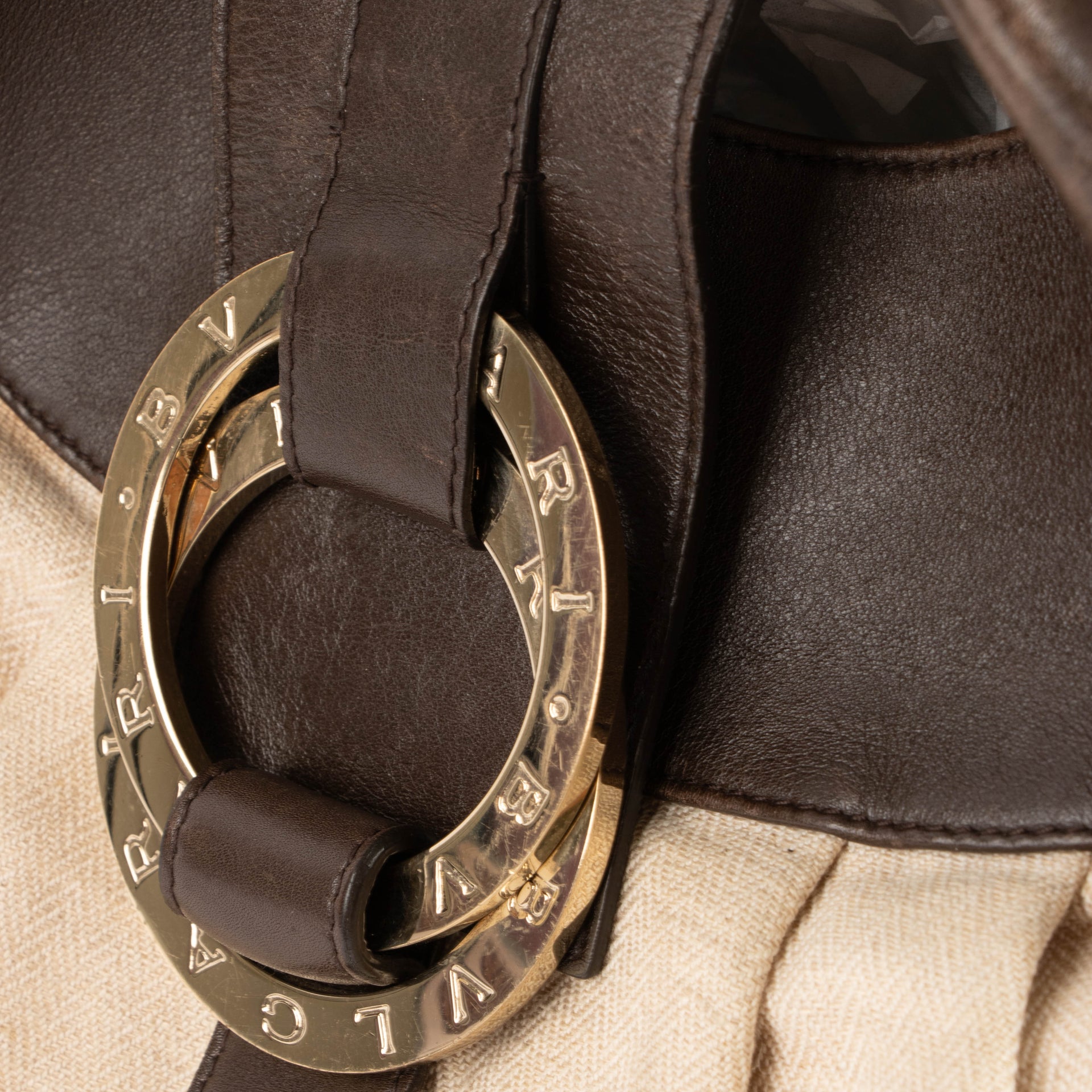 Bulgari Beige Canvas Chandra Handbag