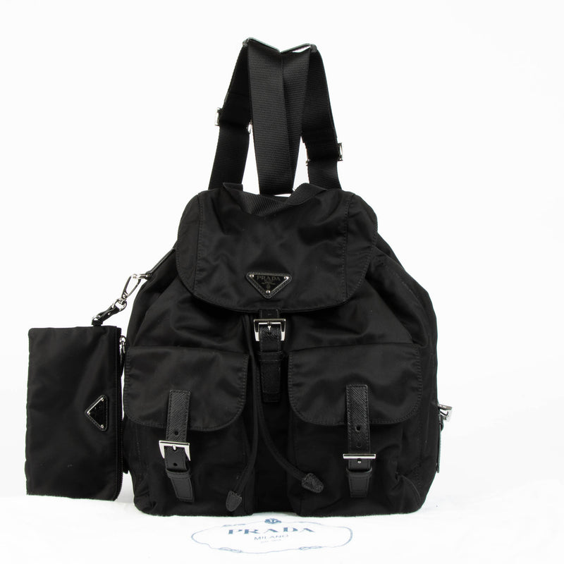 Shop this 100% authentic Prada Black Re-Nylon Backpack with Pouch at Labellov.com