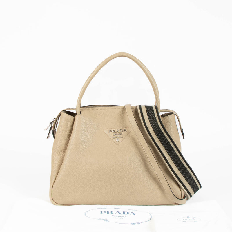 Shop this 100% authentic Prada Clay Grey Medium Handbag at Labellov.com
