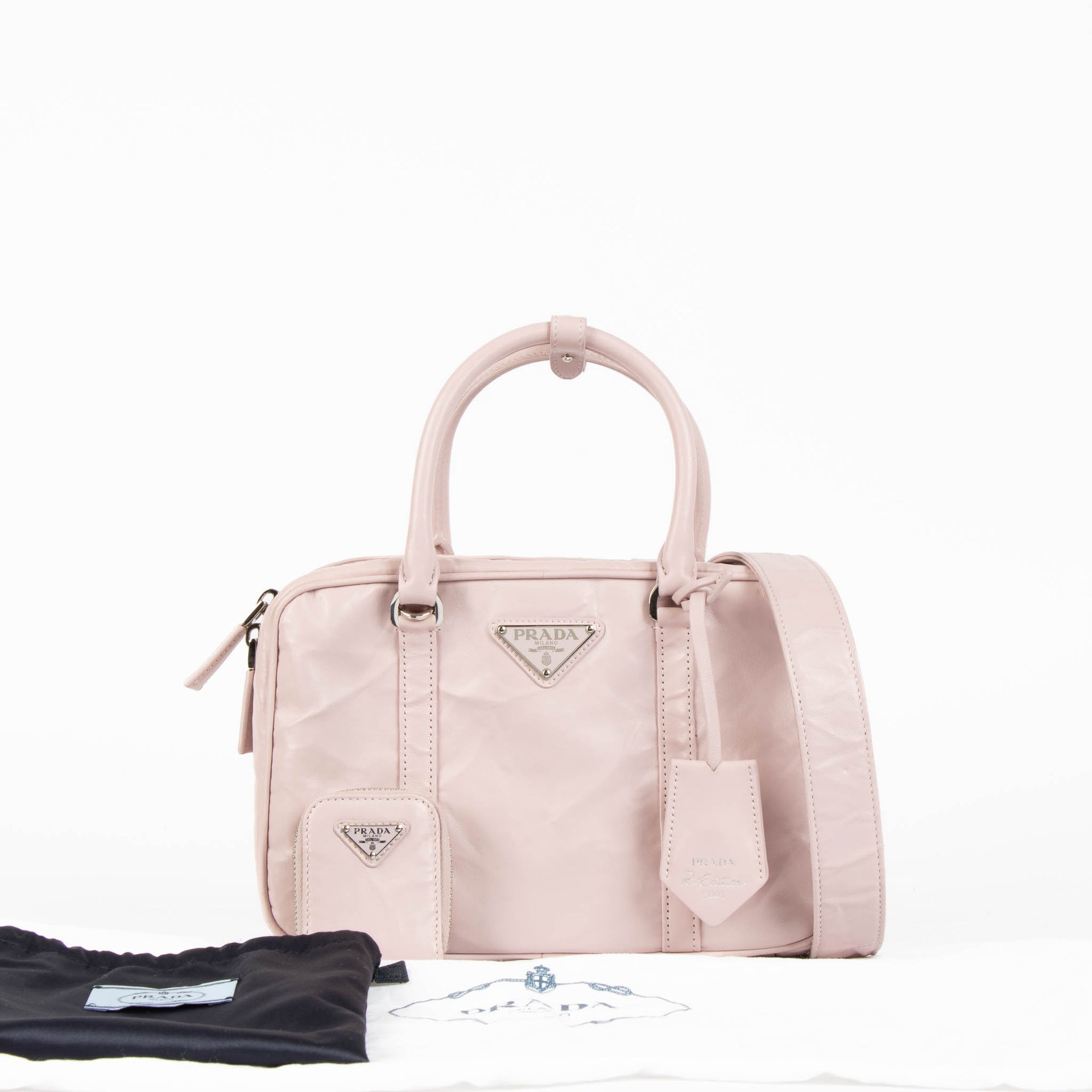 Prada Alabaster Pink Antique Nappa Re-Edition 2001 Small Bag