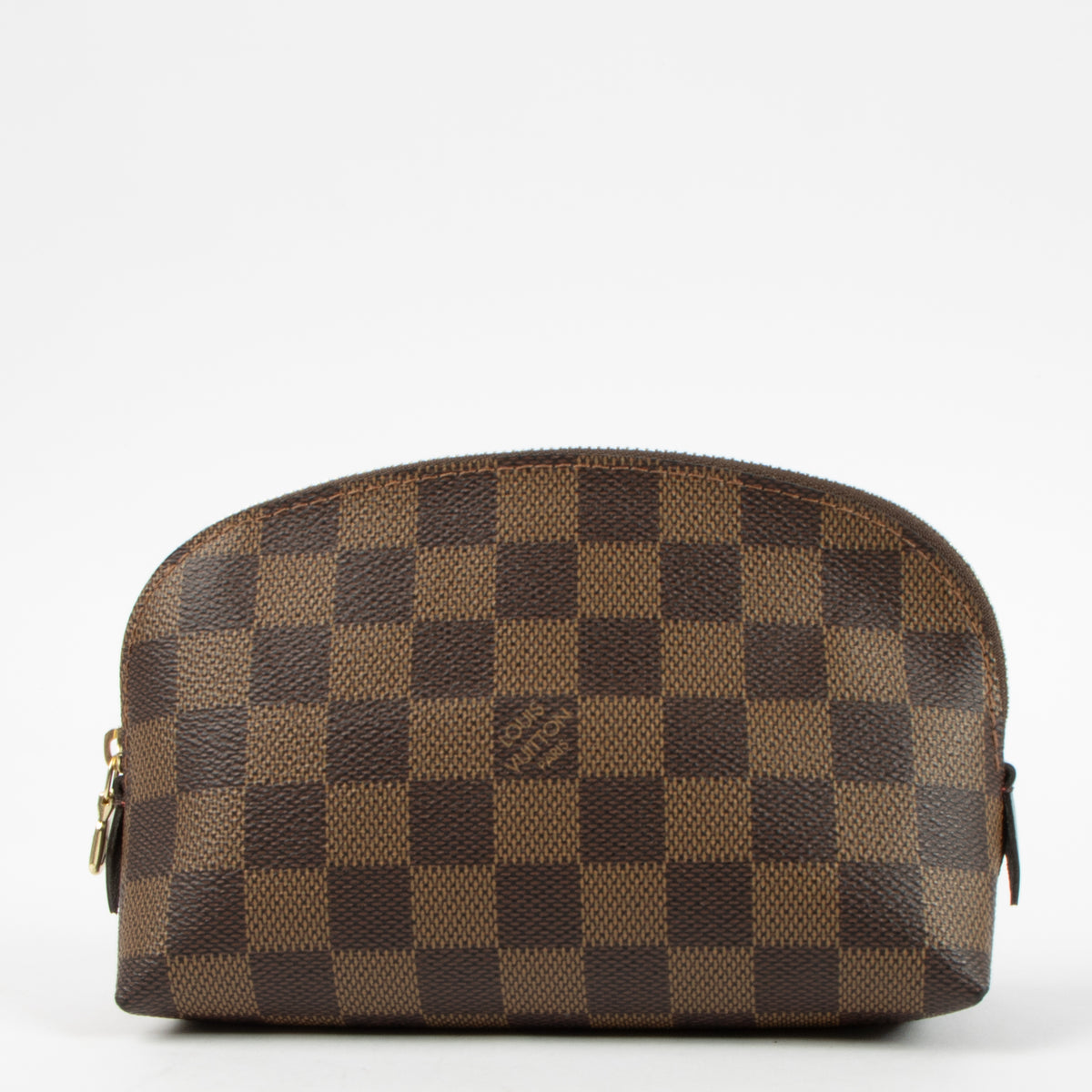 Shop this authentic Louis Vuitton Damier Ebene Canvas Cosmetic Pouch PM pre-loved on Labellov.com