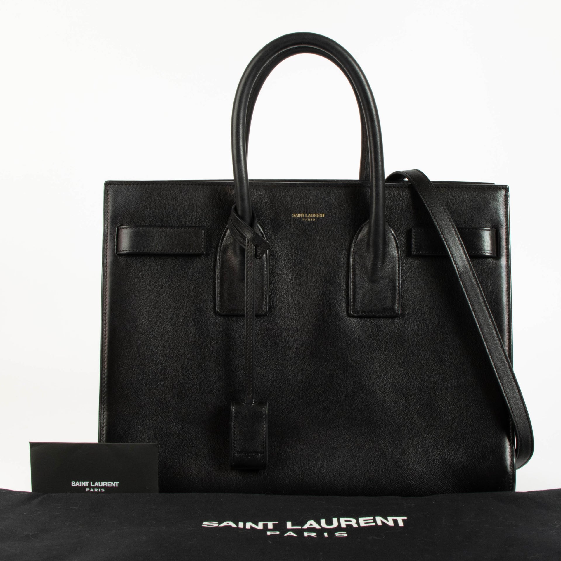 Saint Laurent Black Calfskin Small Sac de Jour Bag