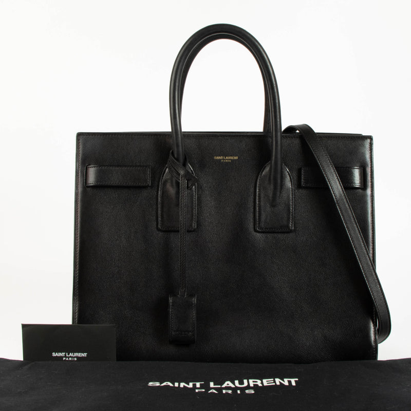 Saint Laurent Black Calfskin Small Sac de Jour Bag