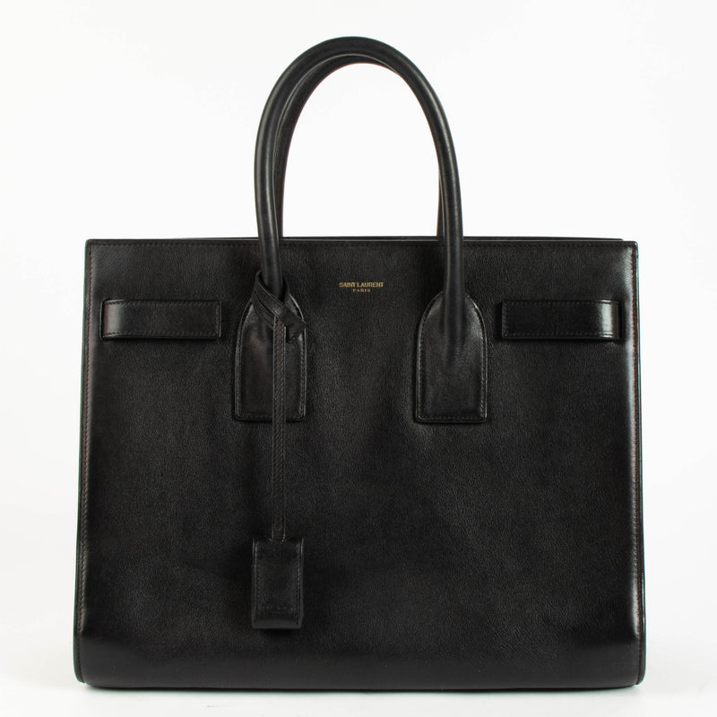 Saint Laurent Black Calfskin Small Sac de Jour Bag
