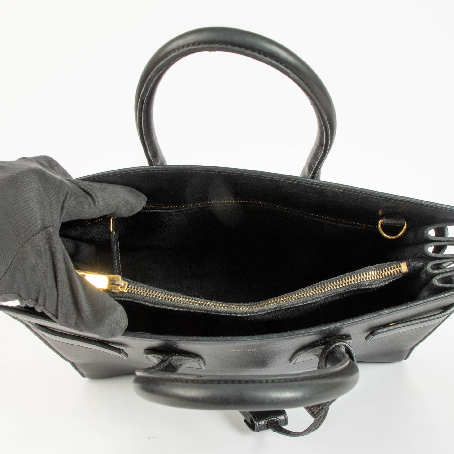 Saint Laurent Black Calfskin Small Sac de Jour Bag