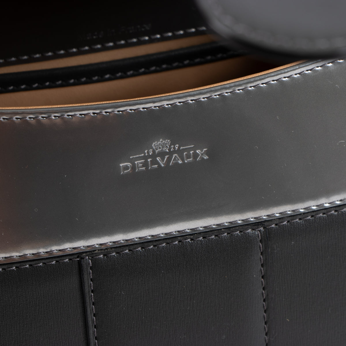 Shop this authentic Delvaux Smoke Box Calf Mirage Brillant Mini Bag pre-loved on Labellov.com 