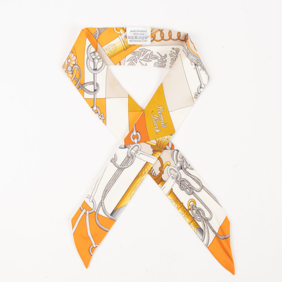 Hermes Orange Cliquetis Twilly Scarf