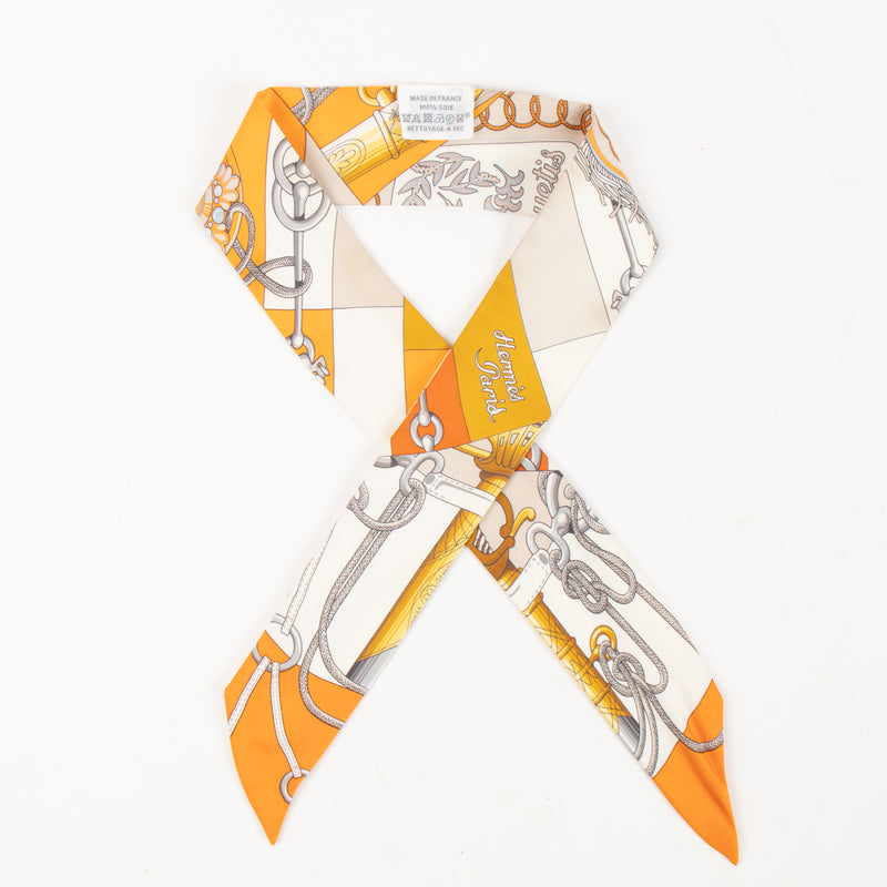 Hermes Orange Cliquetis Twilly Scarf