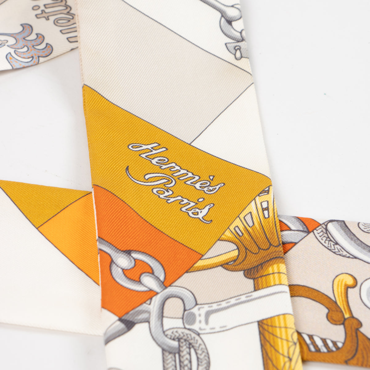 Hermes Orange Cliquetis Twilly Scarf