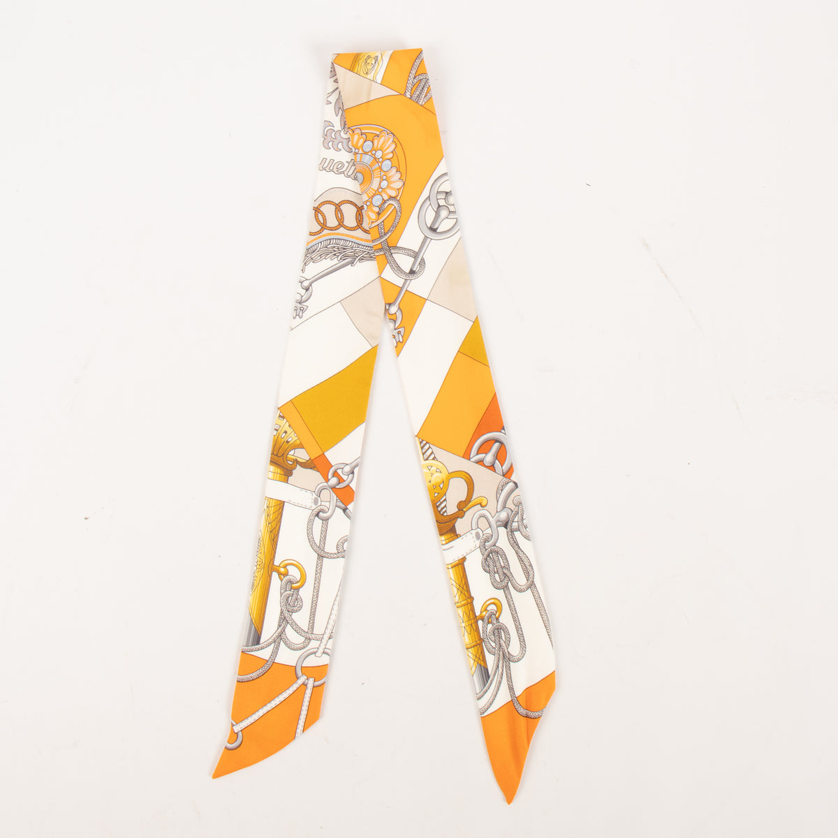 Hermes Orange Cliquetis Twilly Scarf
