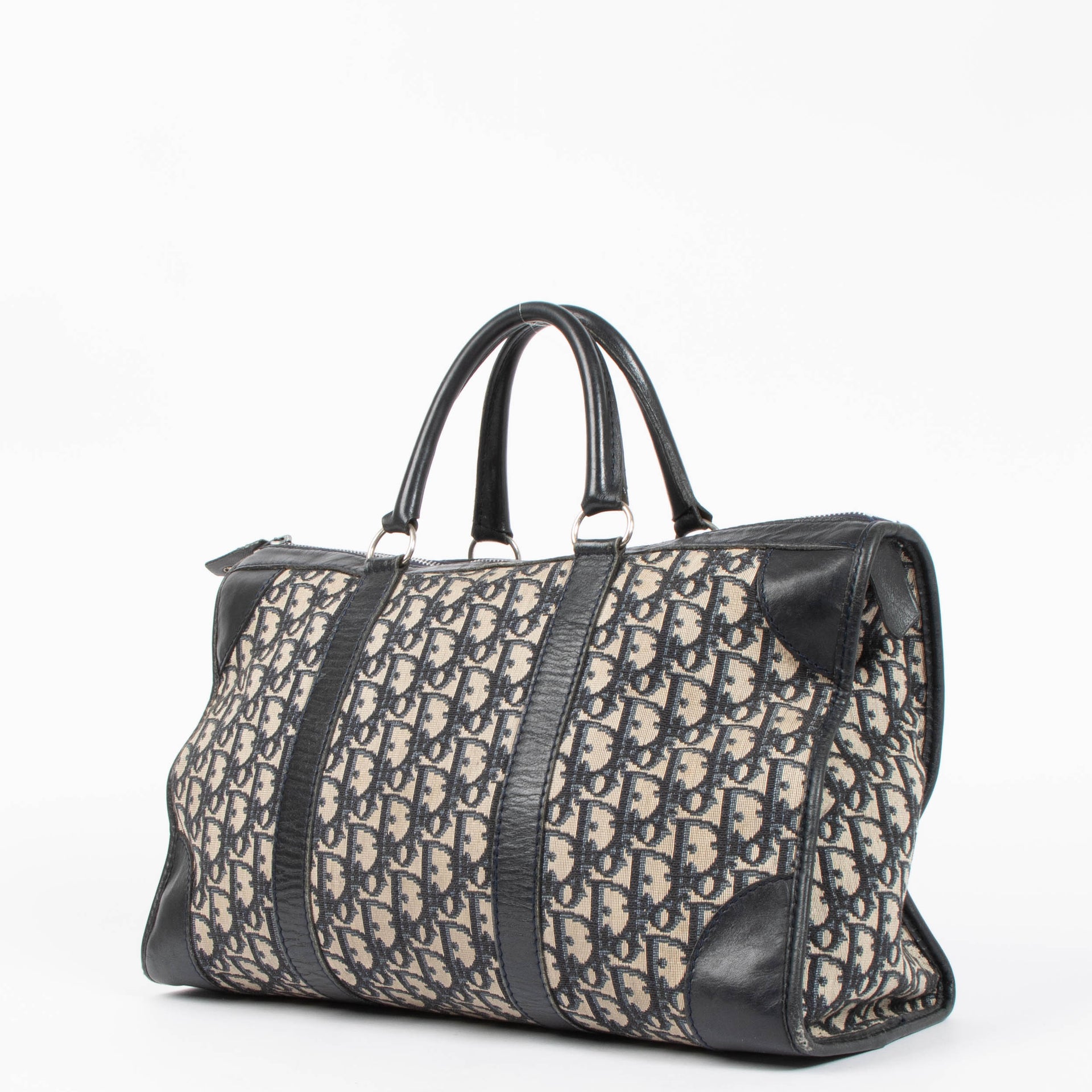 Christian Dior Blue Oblique Boston Tote Bag