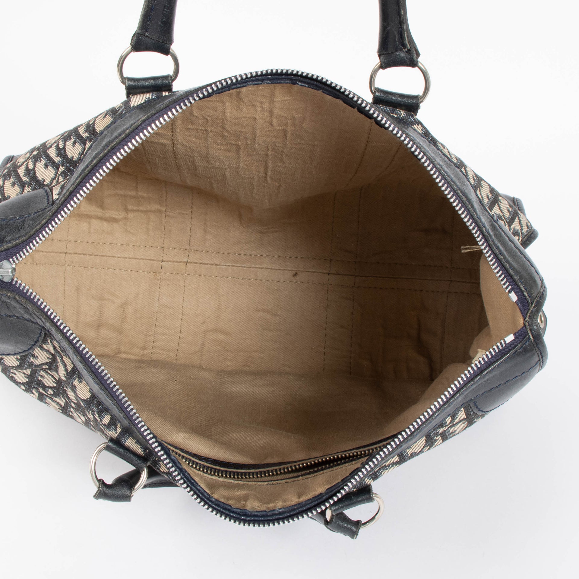 Christian Dior Blue Oblique Boston Tote Bag