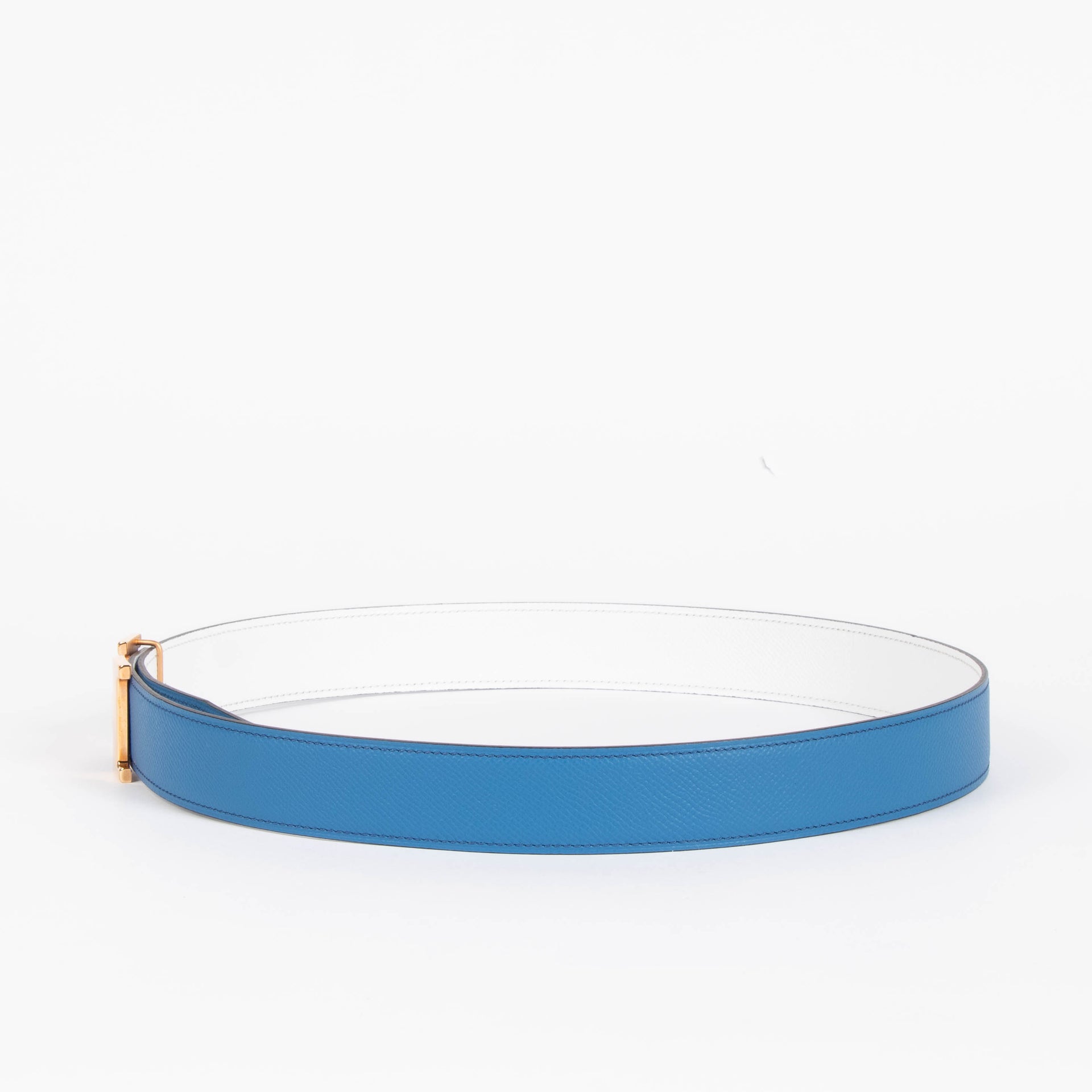 Hermes Reversible Mykonos/White Epsom H Buckle Belt - Size 80