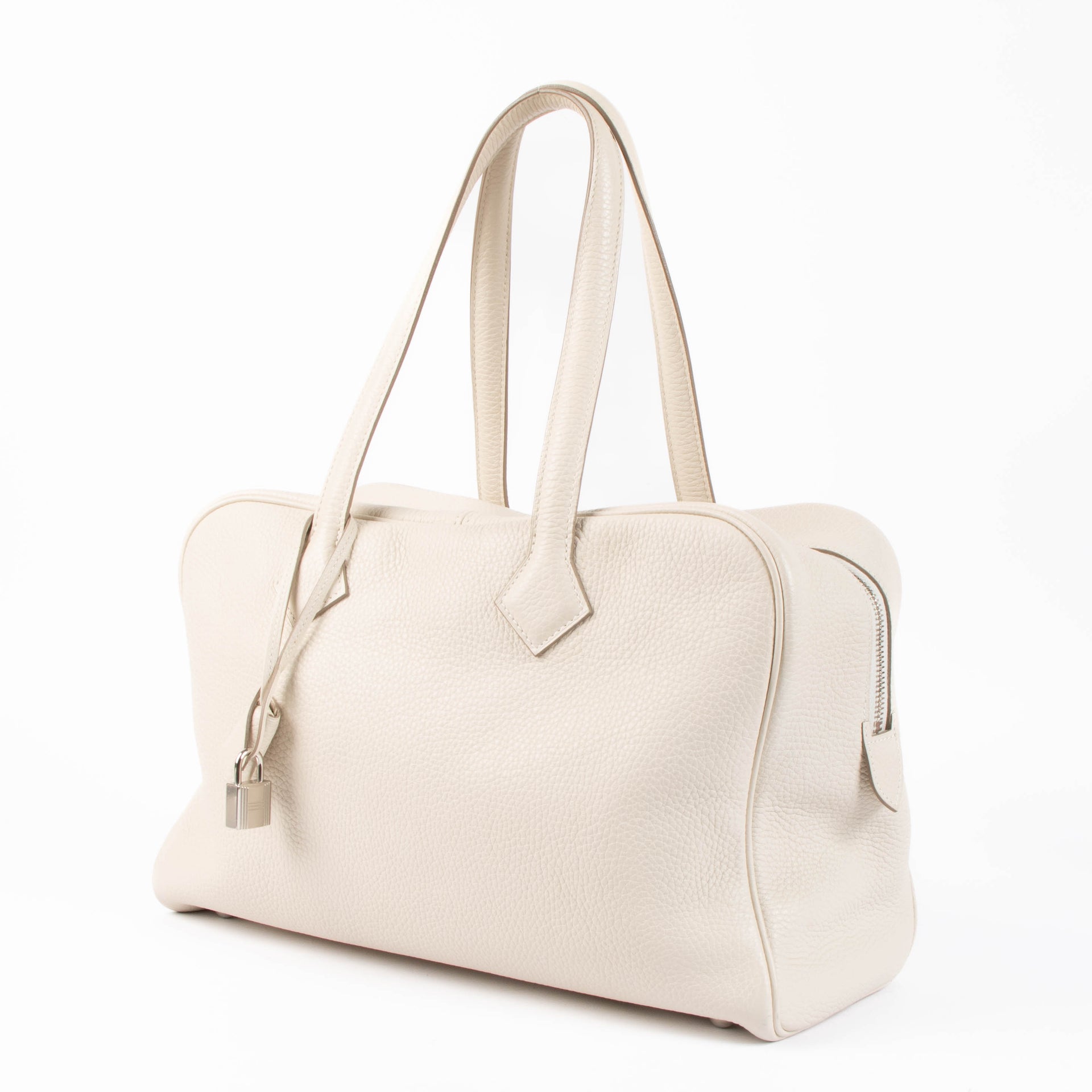 Sac à bandoulière Hermès Victoria 35 Clemence Craie PHW