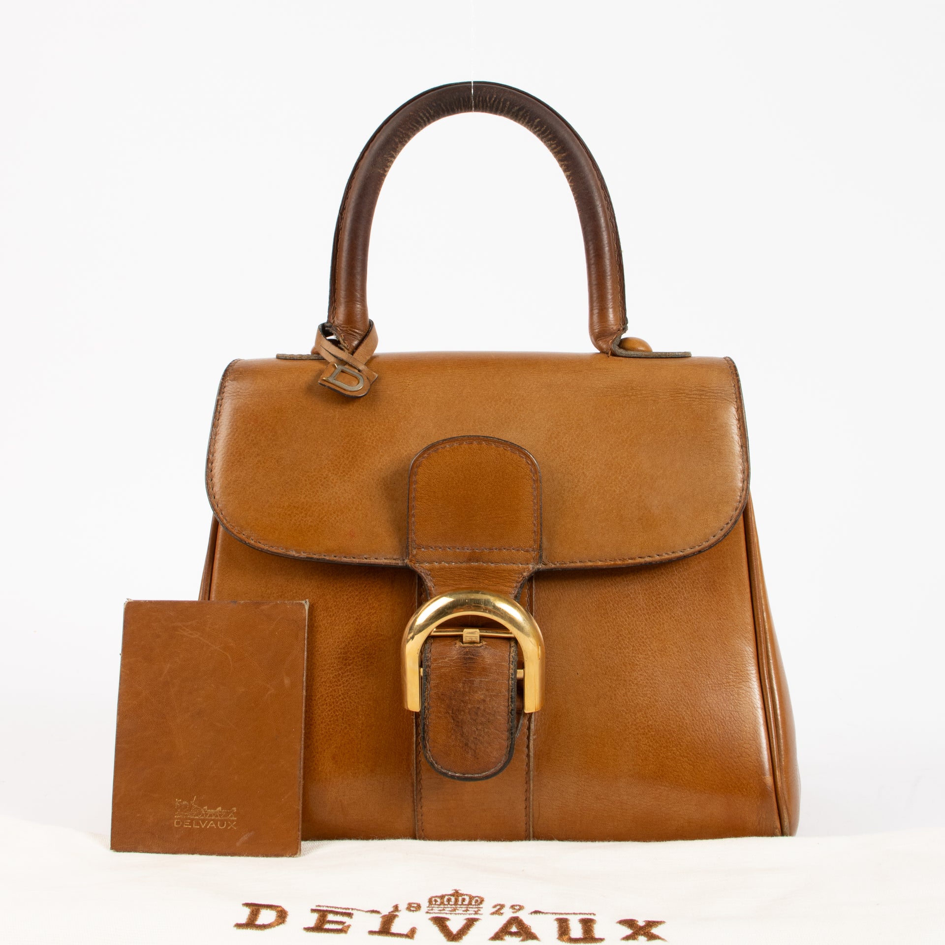 Delvaux 1958s Camel Leather Brillant PM Bag