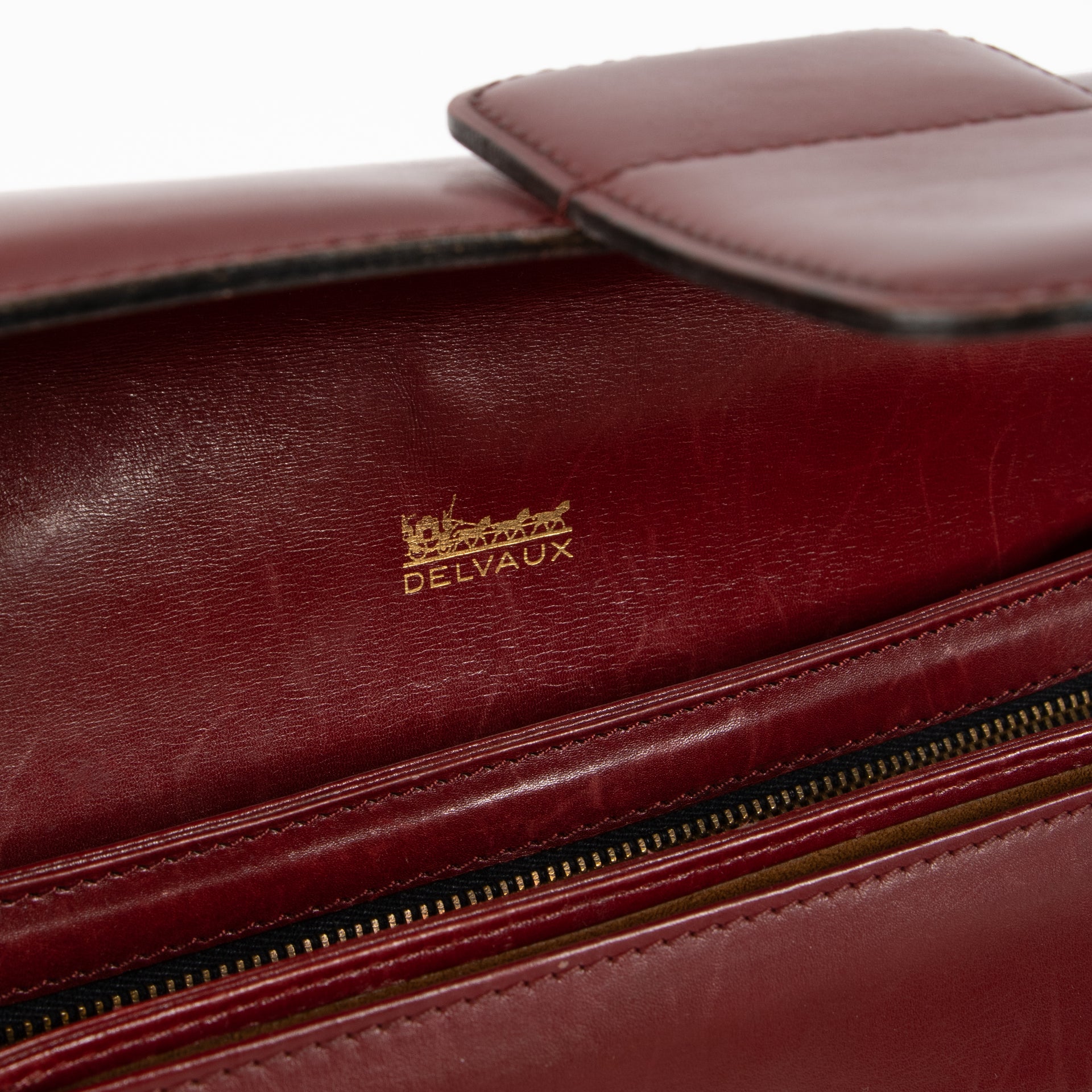 Delvaux Burgundy Box Calf Bourgogne Bag