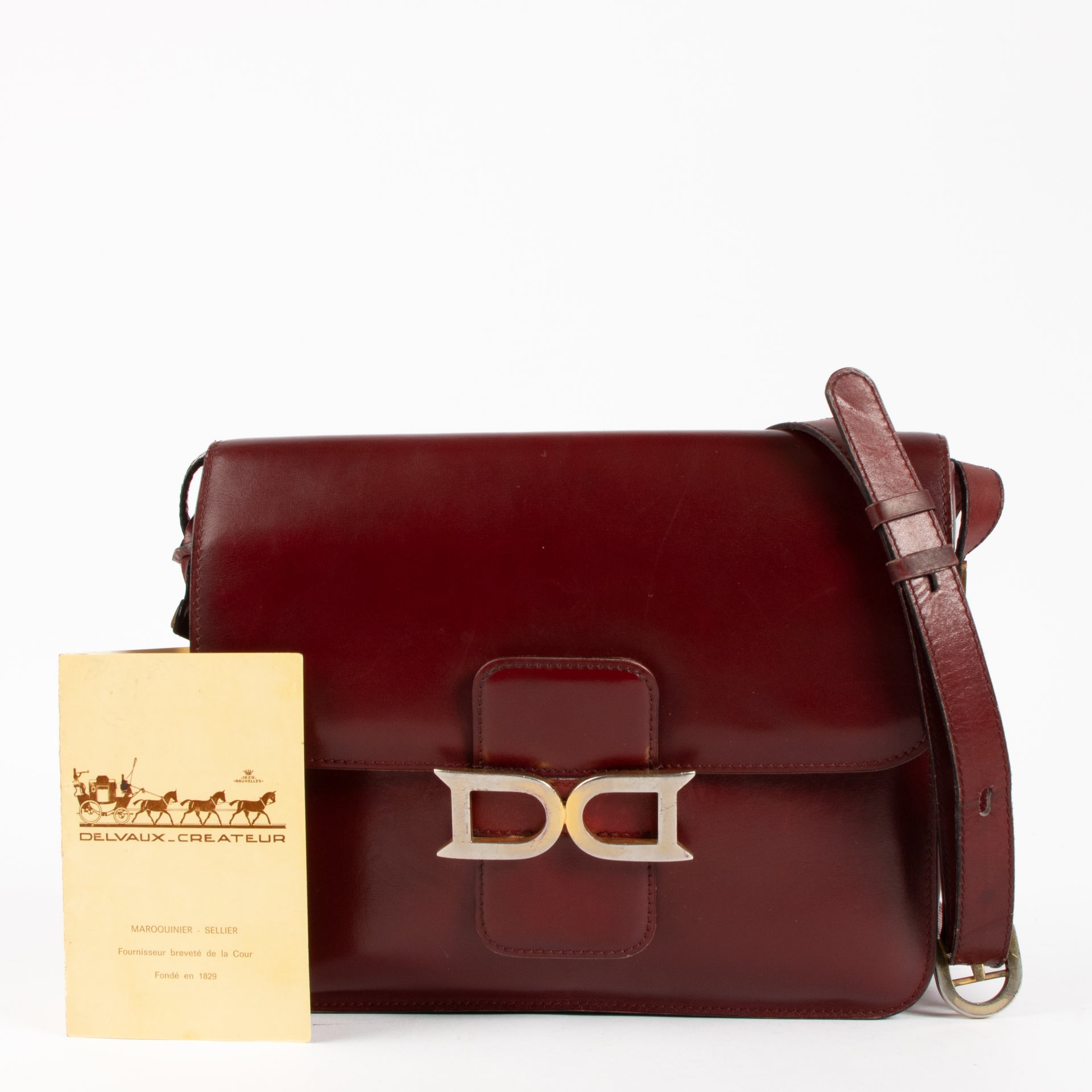 Delvaux Burgundy Box Calf Bourgogne Bag