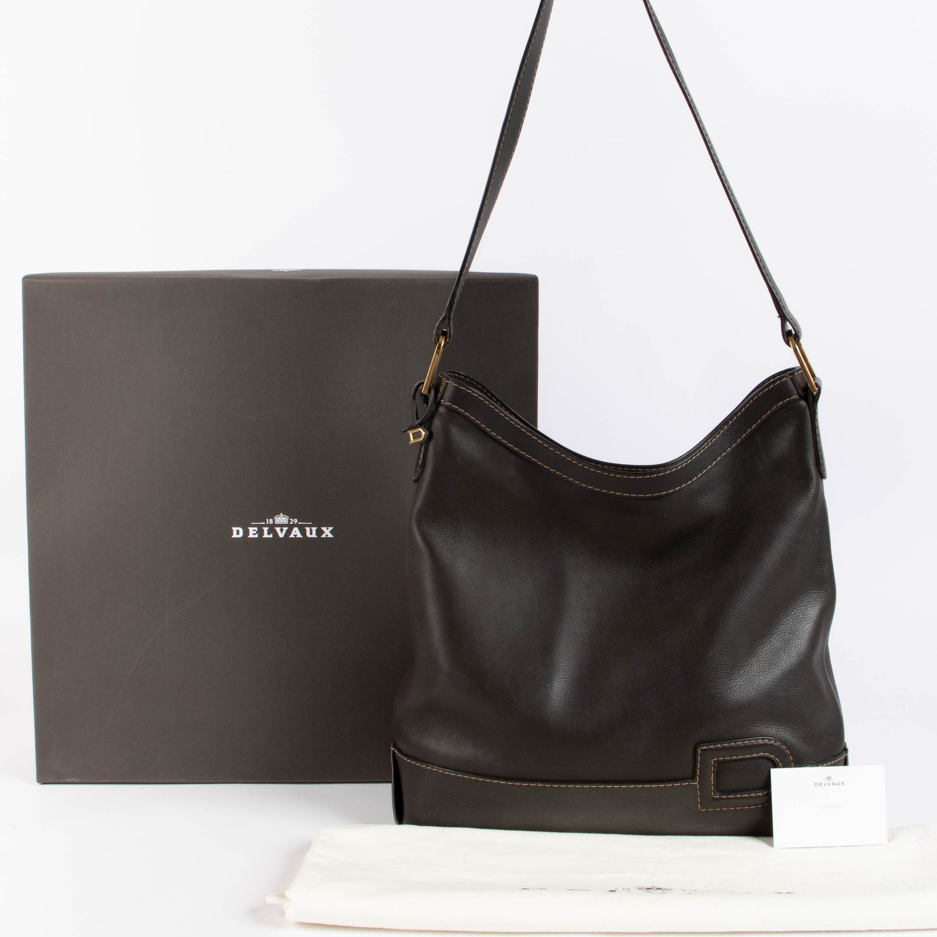 Shop this authentic Delvaux Vintage Chocolat Grand Place Tote Bag pre-loved on Labellov.com 