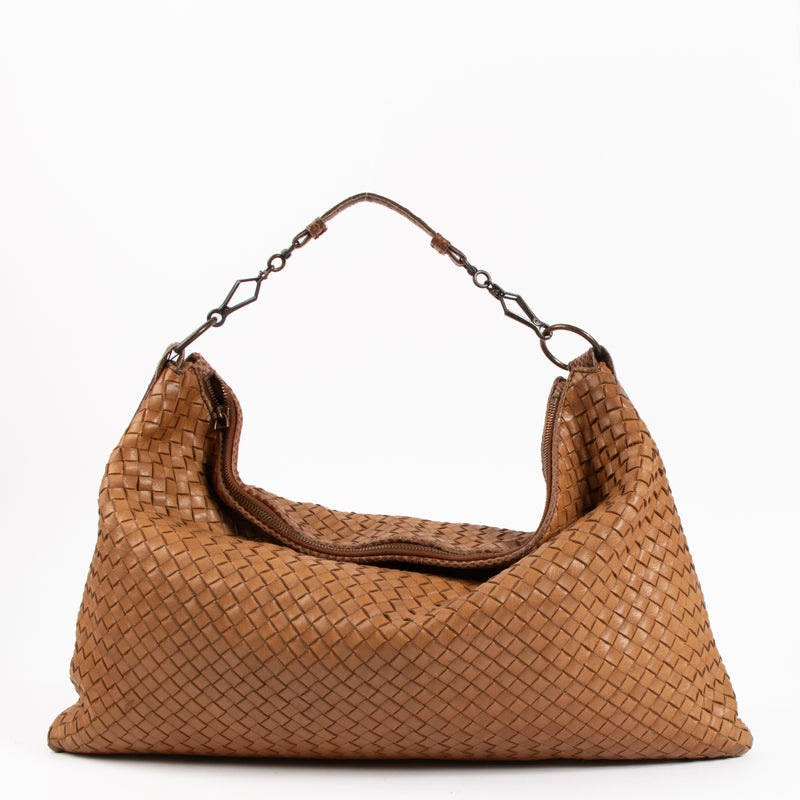 Bottega Veneta Camel Maxi Intrecciato Python Tote Bag