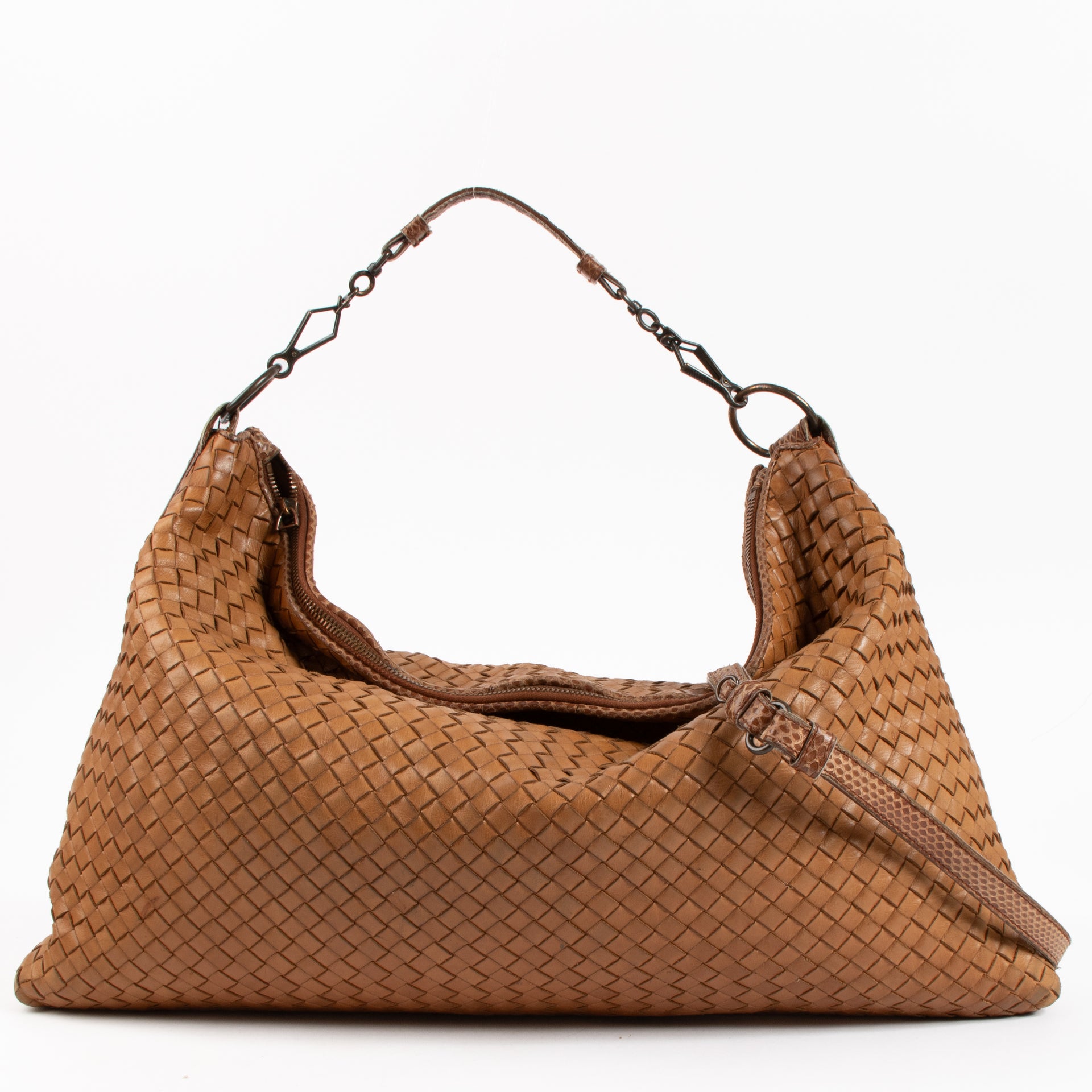 Bottega Veneta Camel Maxi Intrecciato Python Tote Bag
