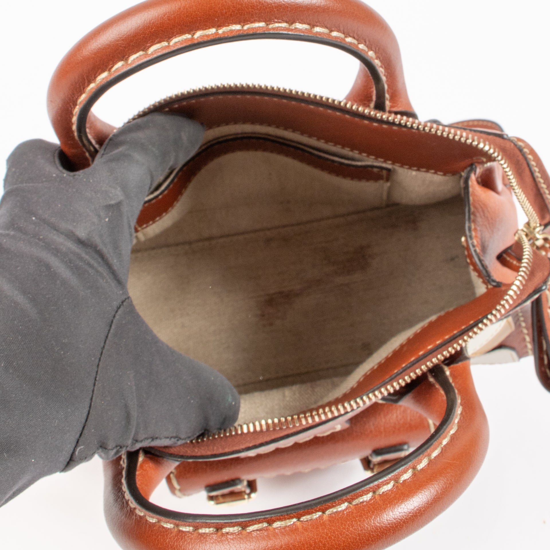 Chloé Brown Leather Patchwork Small Edith Bag