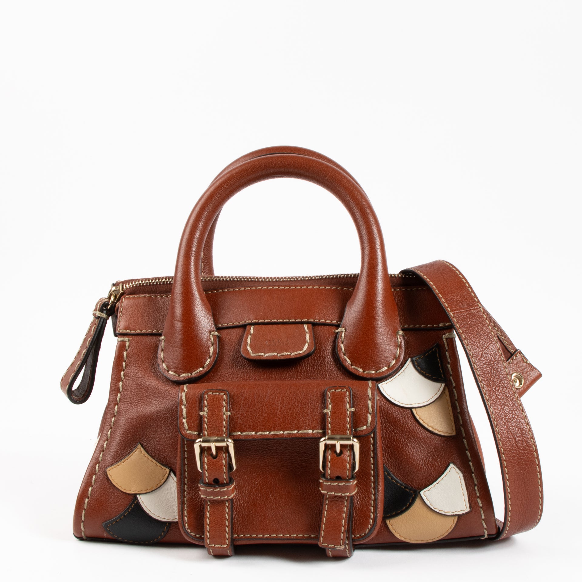 Chloé Brown Leather Patchwork Small Edith Bag