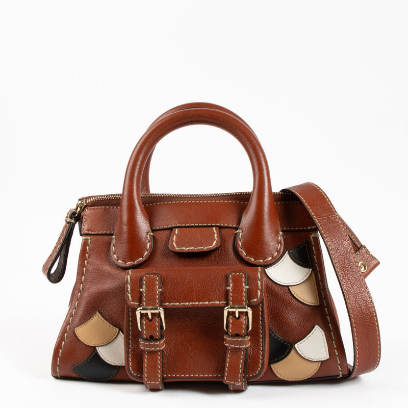 Chloé Brown Leather Patchwork Small Edith Bag