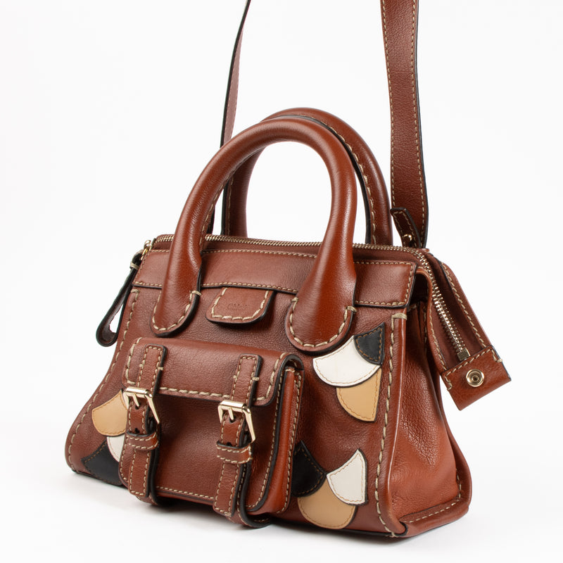 Chloé Brown Leather Patchwork Small Edith Bag