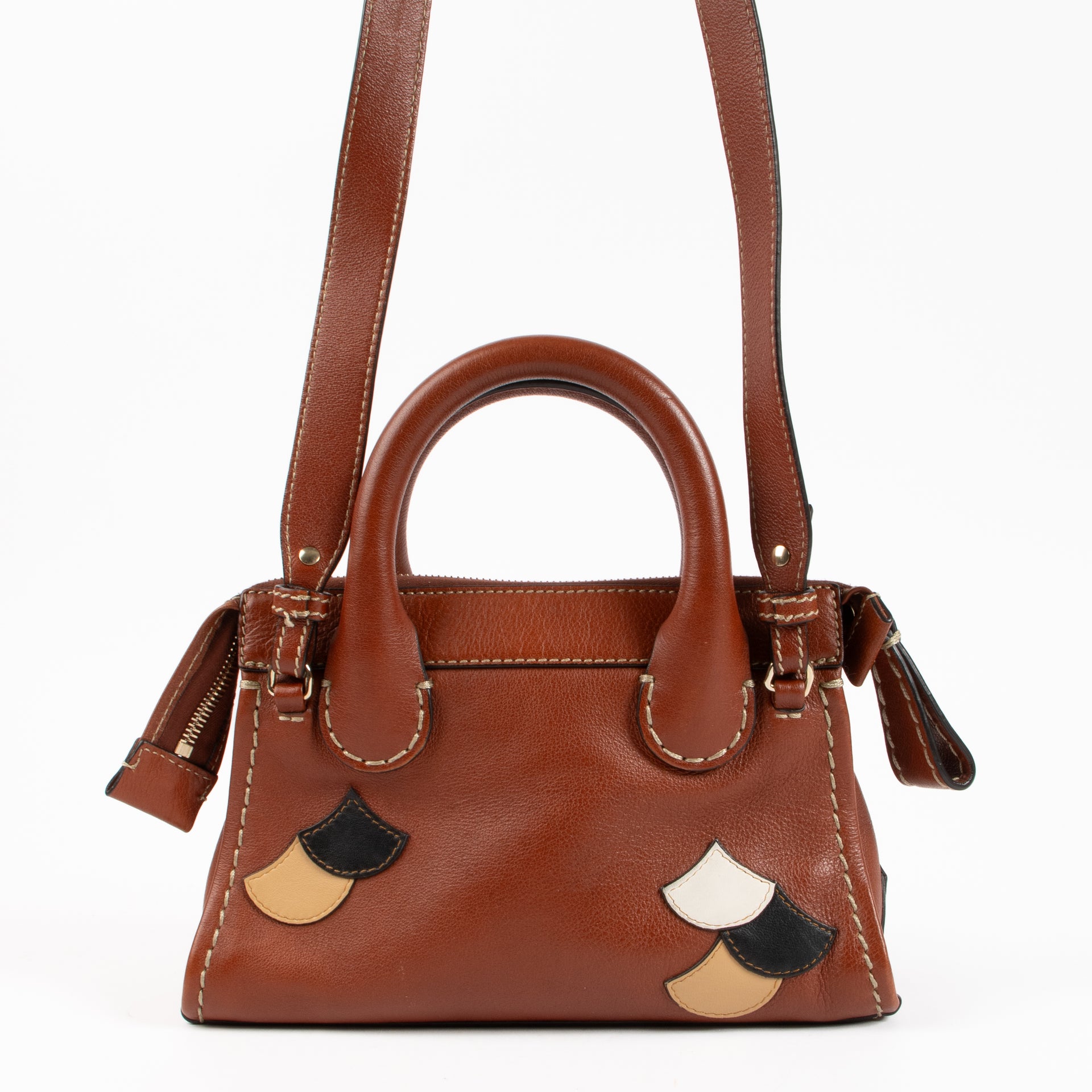 Chloé Brown Leather Patchwork Small Edith Bag