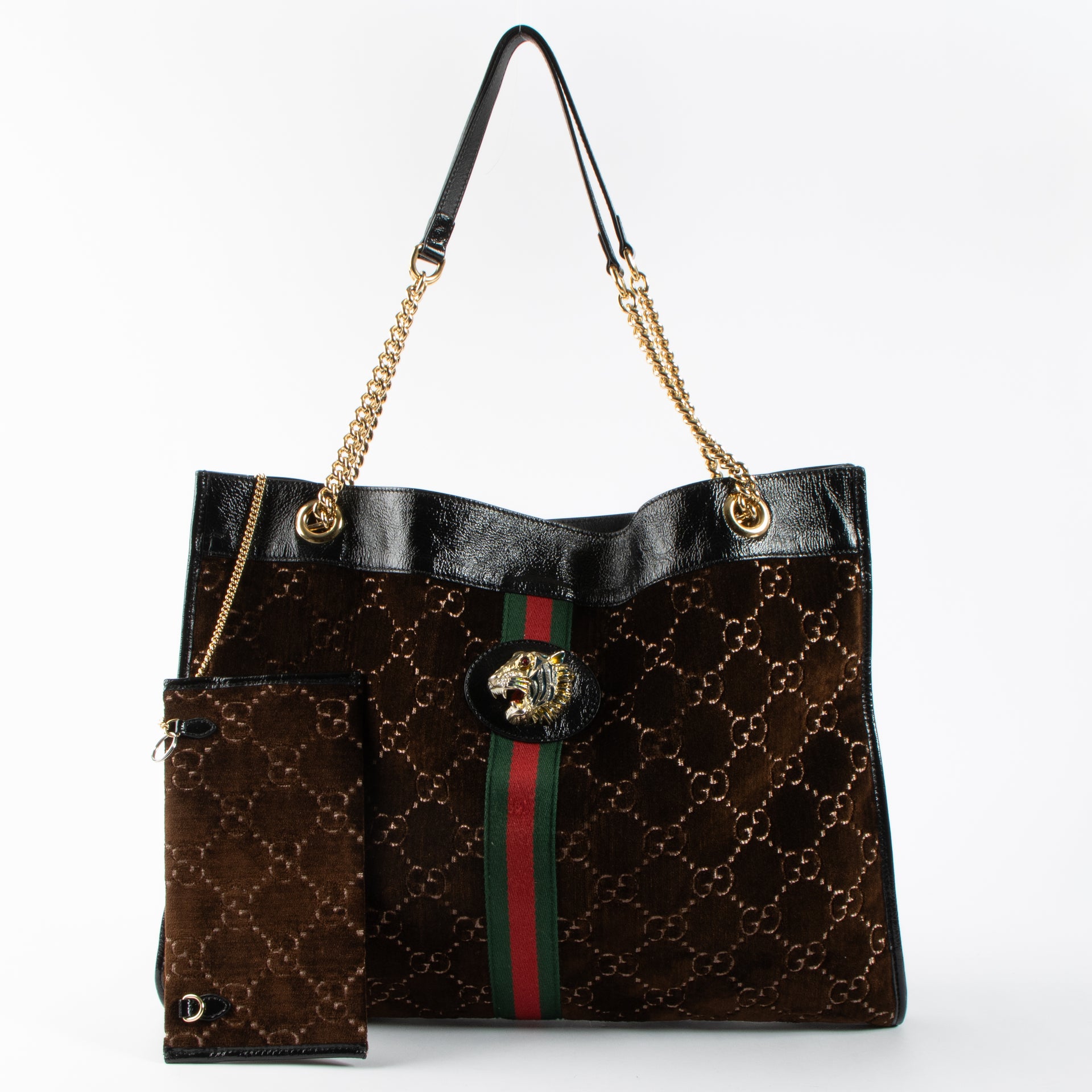 Gucci Brown Velvet Large Raja Tote Bag