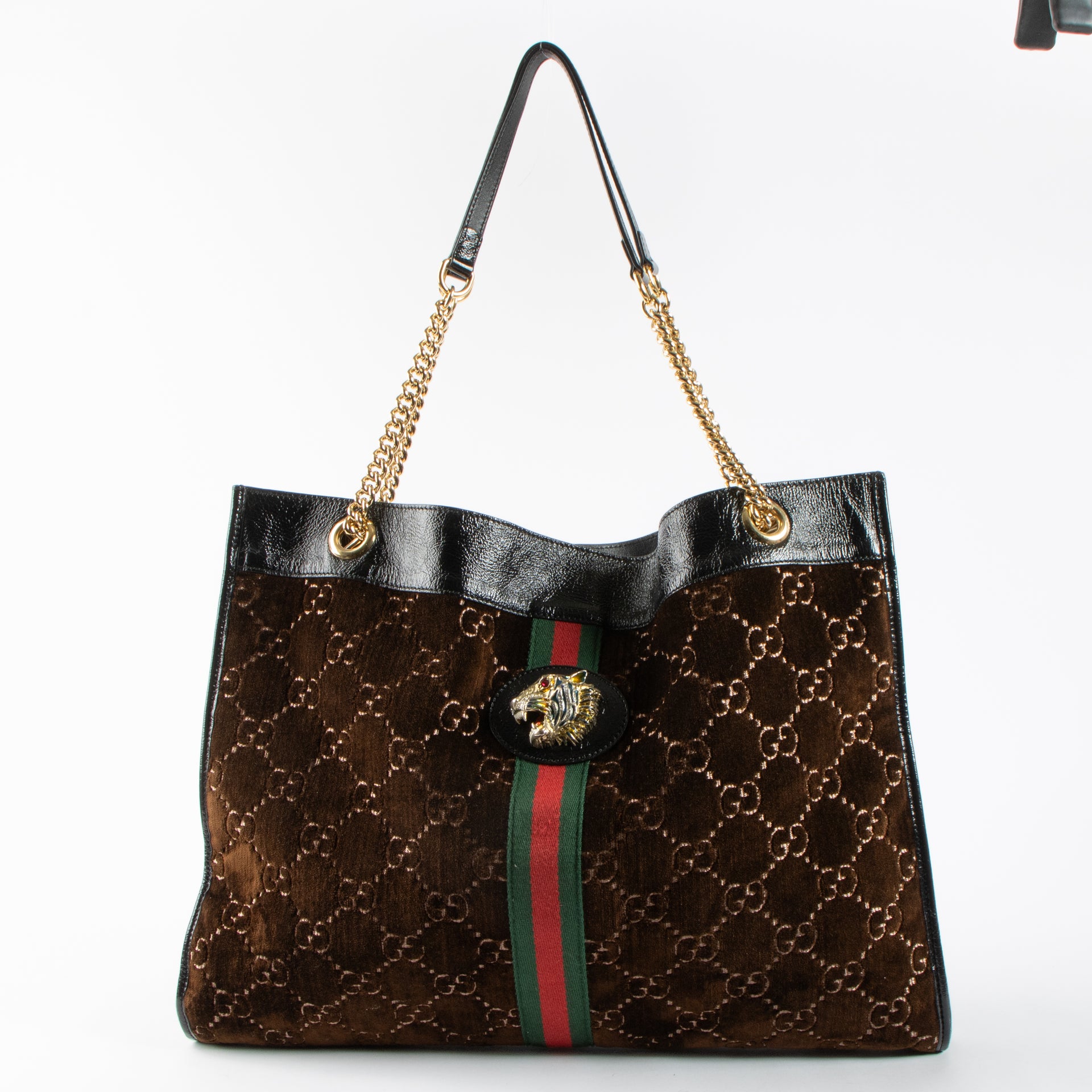 Gucci Brown Velvet Large Raja Tote Bag