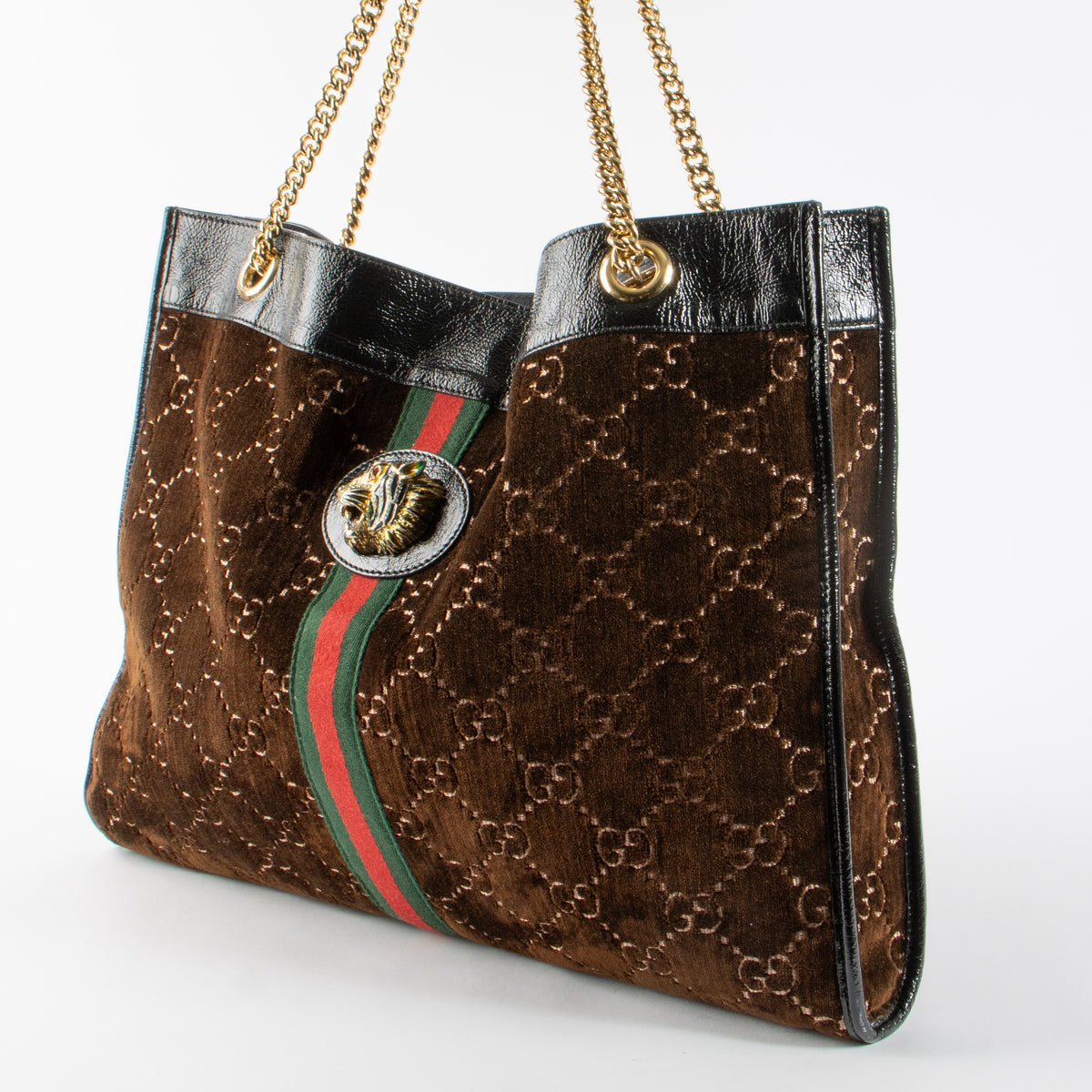 Gucci Brown Velvet Large Raja Tote Bag