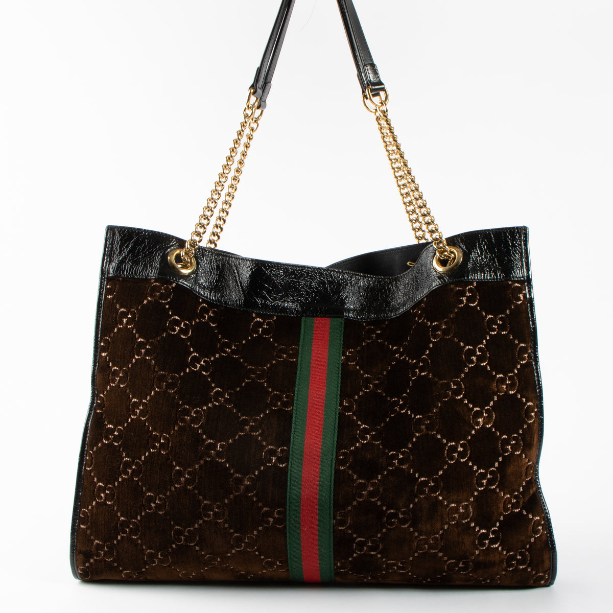 Gucci Brown Velvet Large Raja Tote Bag