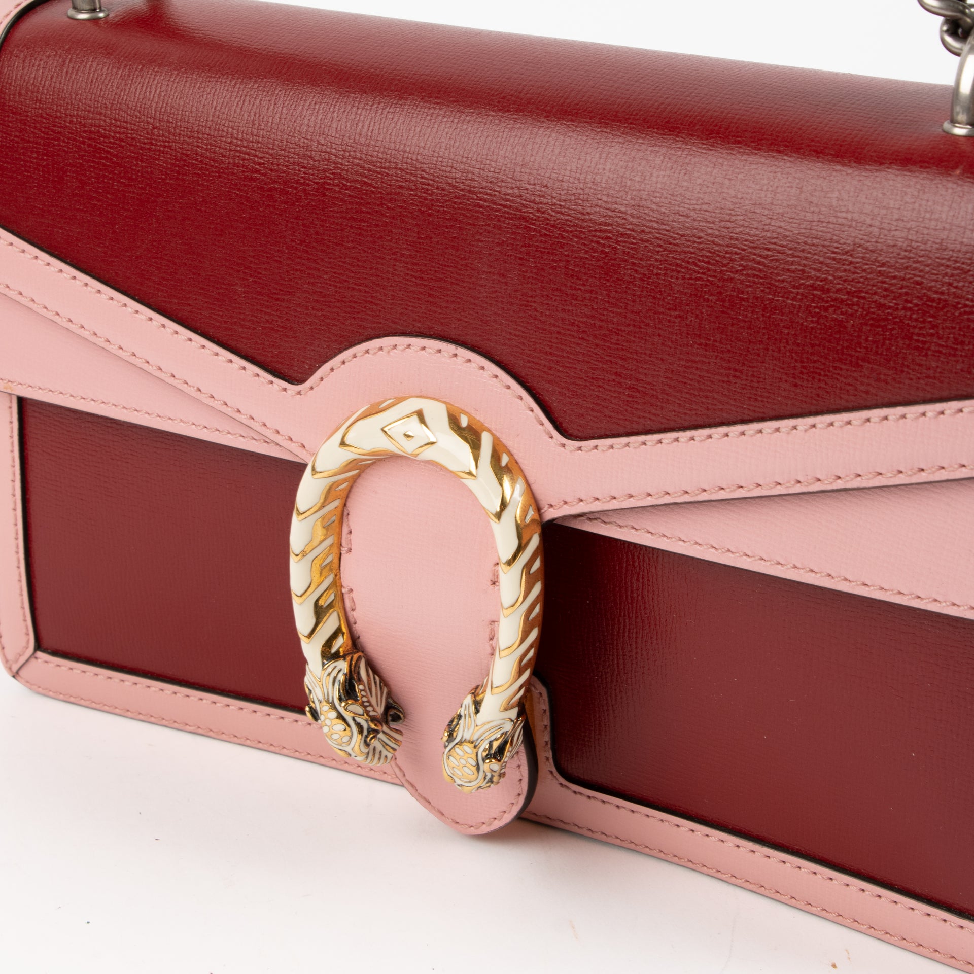 Gucci Red/Pink Leather Medium Dionysus Bag