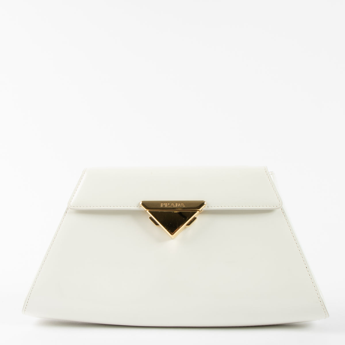 shop this authentic Prada White Brushed Leather Triangle Shoulder bag pre-loved on Labellov.com