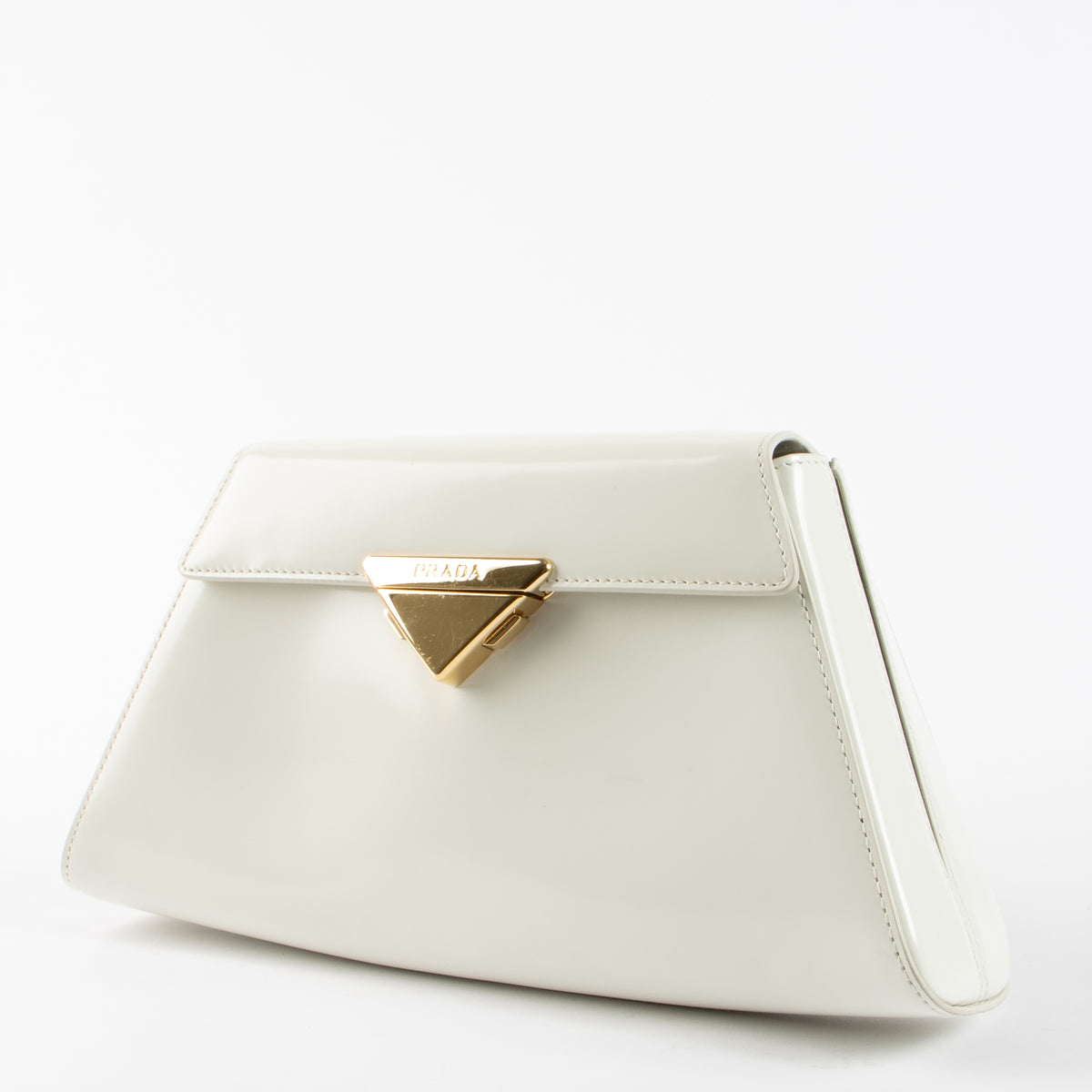 shop this authentic Prada White Brushed Leather Triangle Shoulder bag pre-loved on Labellov.com
