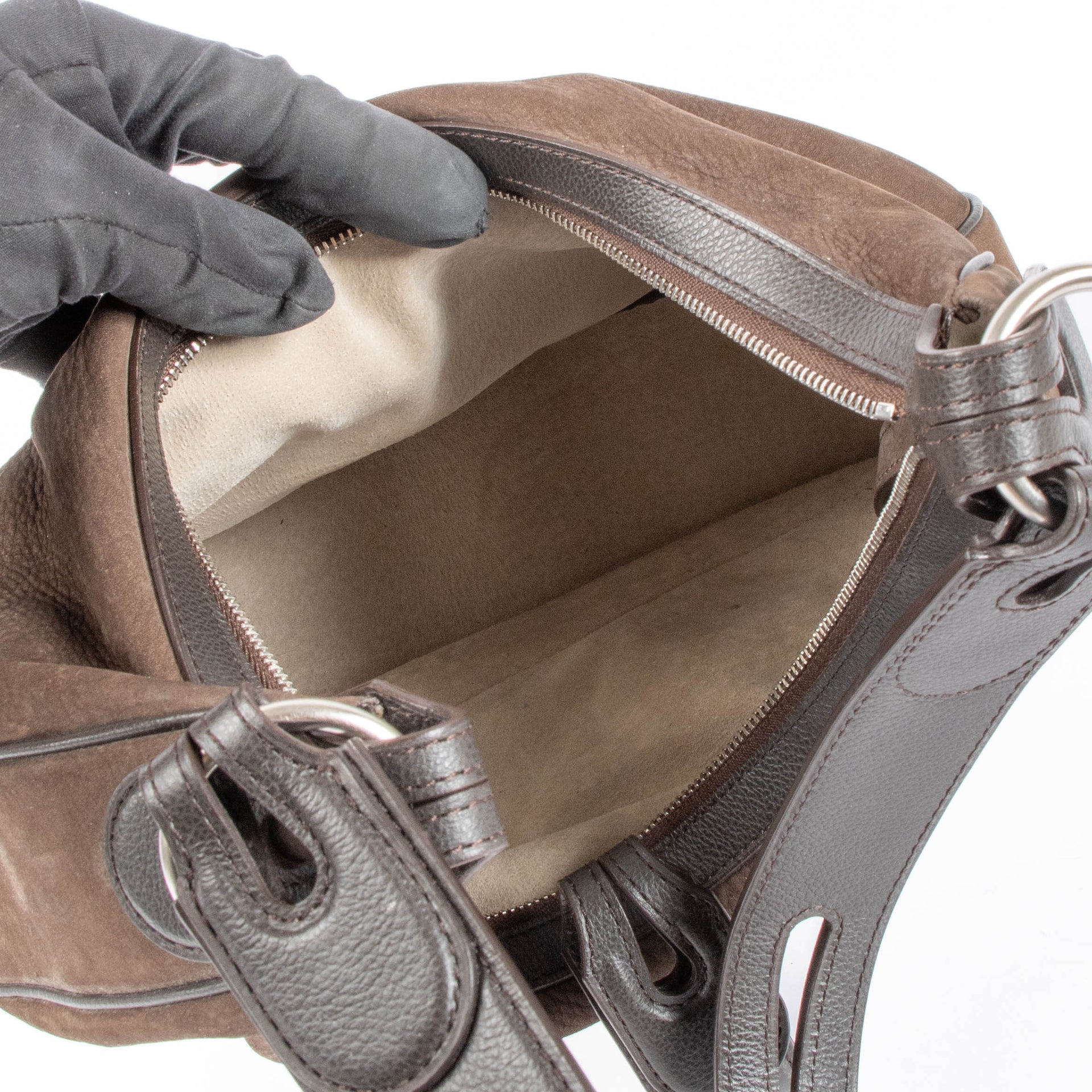 Shop the authentic Delvaux Café Nubuck Camille PM second hand on Labellov.com