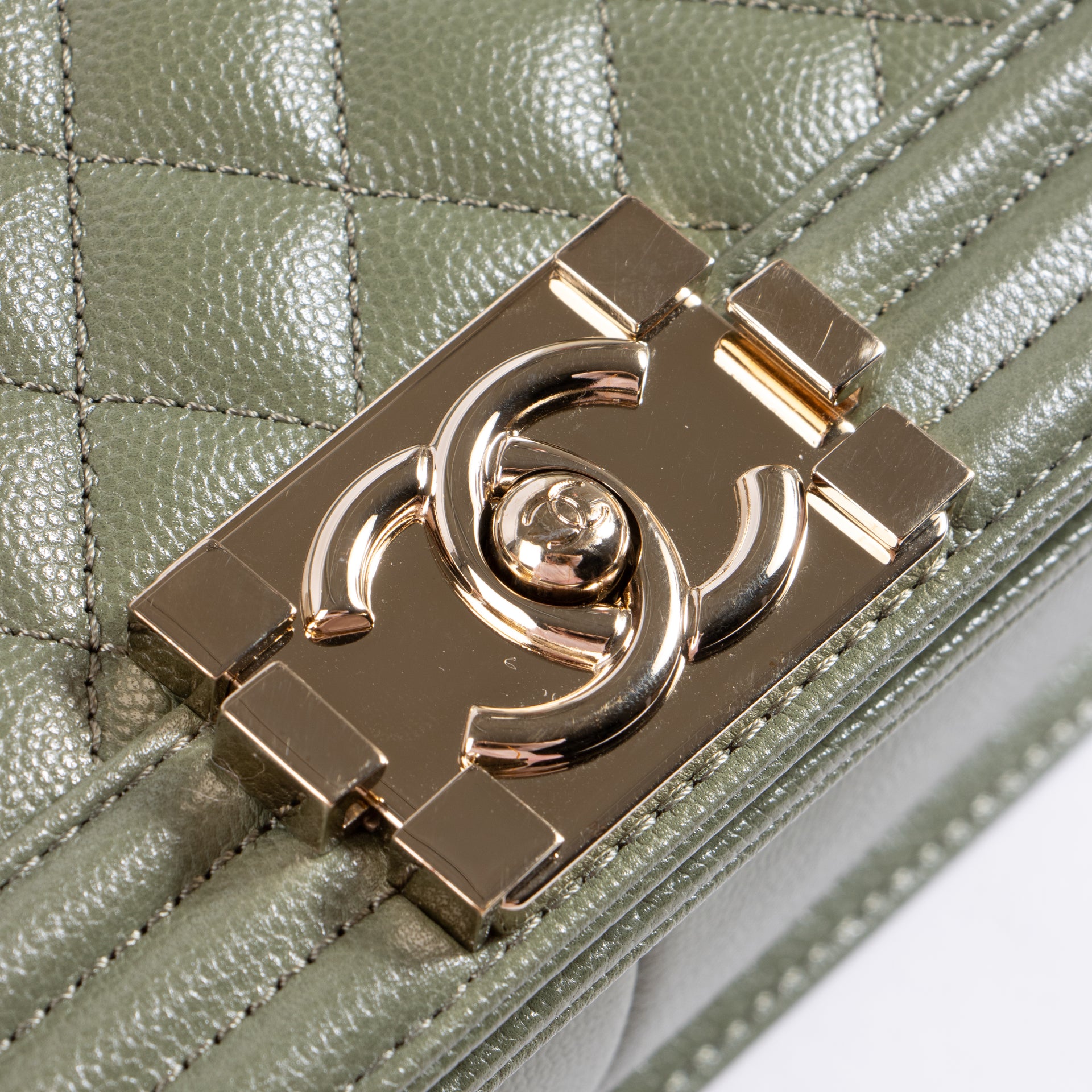Chanel Kahki Caviar Medium Boy Chanel Bag