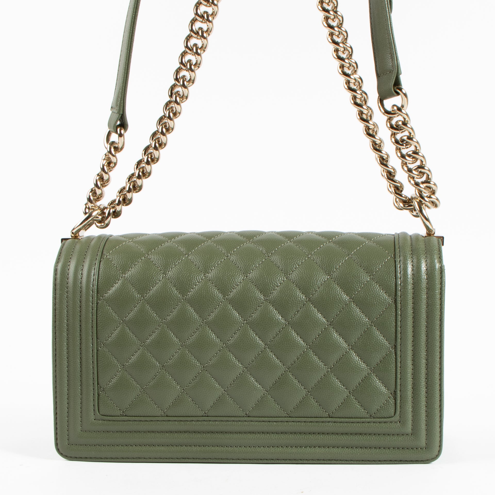 Chanel Kahki Caviar Medium Boy Chanel Bag