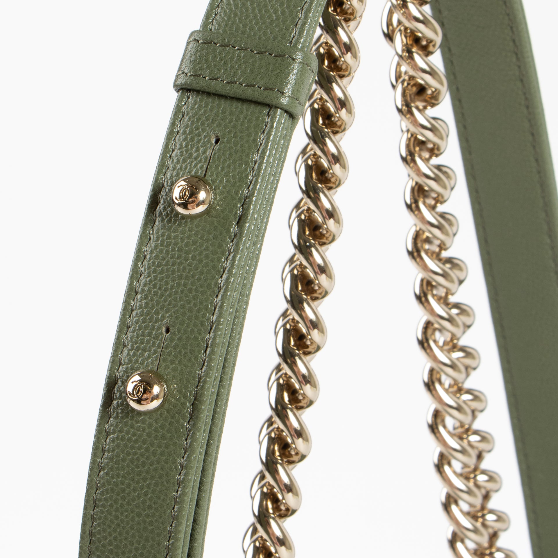 Chanel Kahki Caviar Medium Boy Chanel Bag