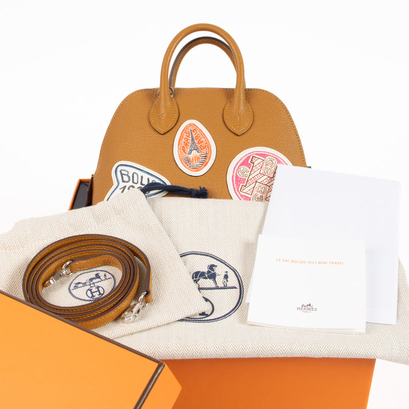 Hermes Bolide 1923 Mini Travel Caramel Chevre Mysore PHW