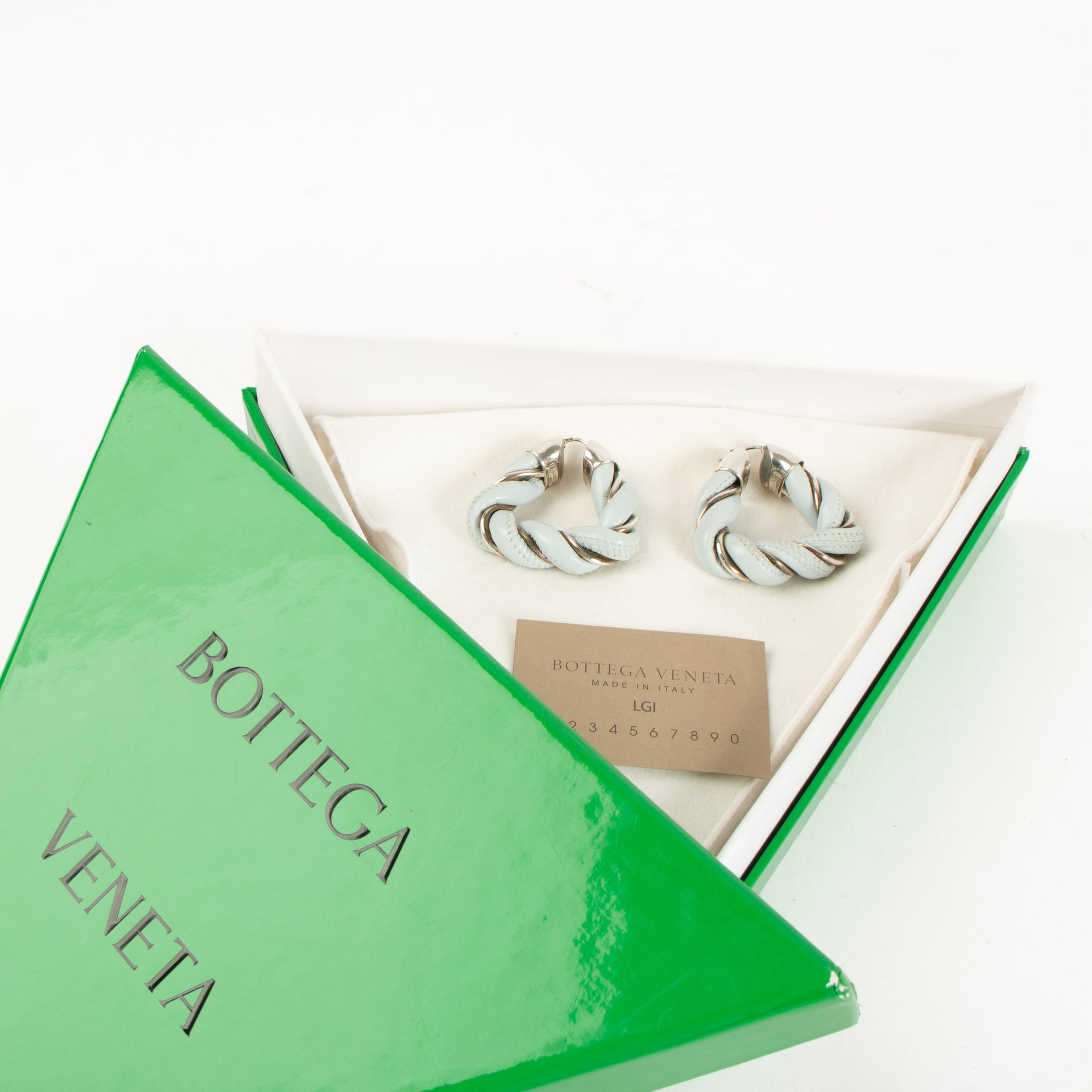 Bottega Veneta Blue Twist Hoop Earrings