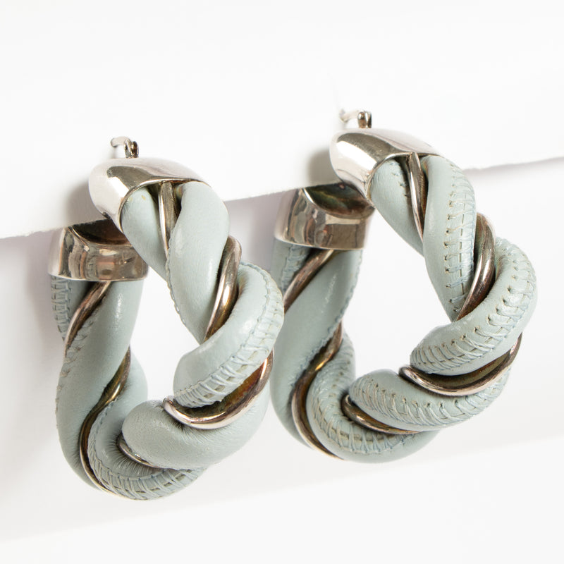 Bottega Veneta Blue Twist Hoop Earrings