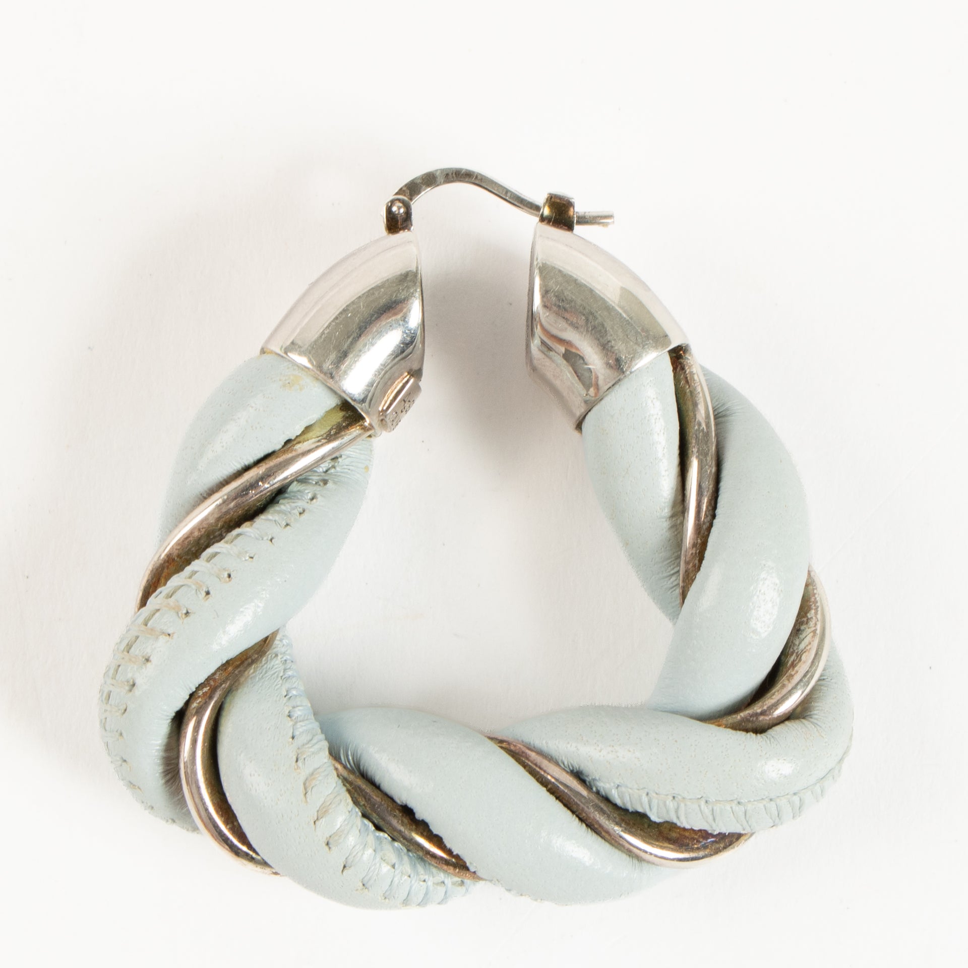 Bottega Veneta Blue Twist Hoop Earrings