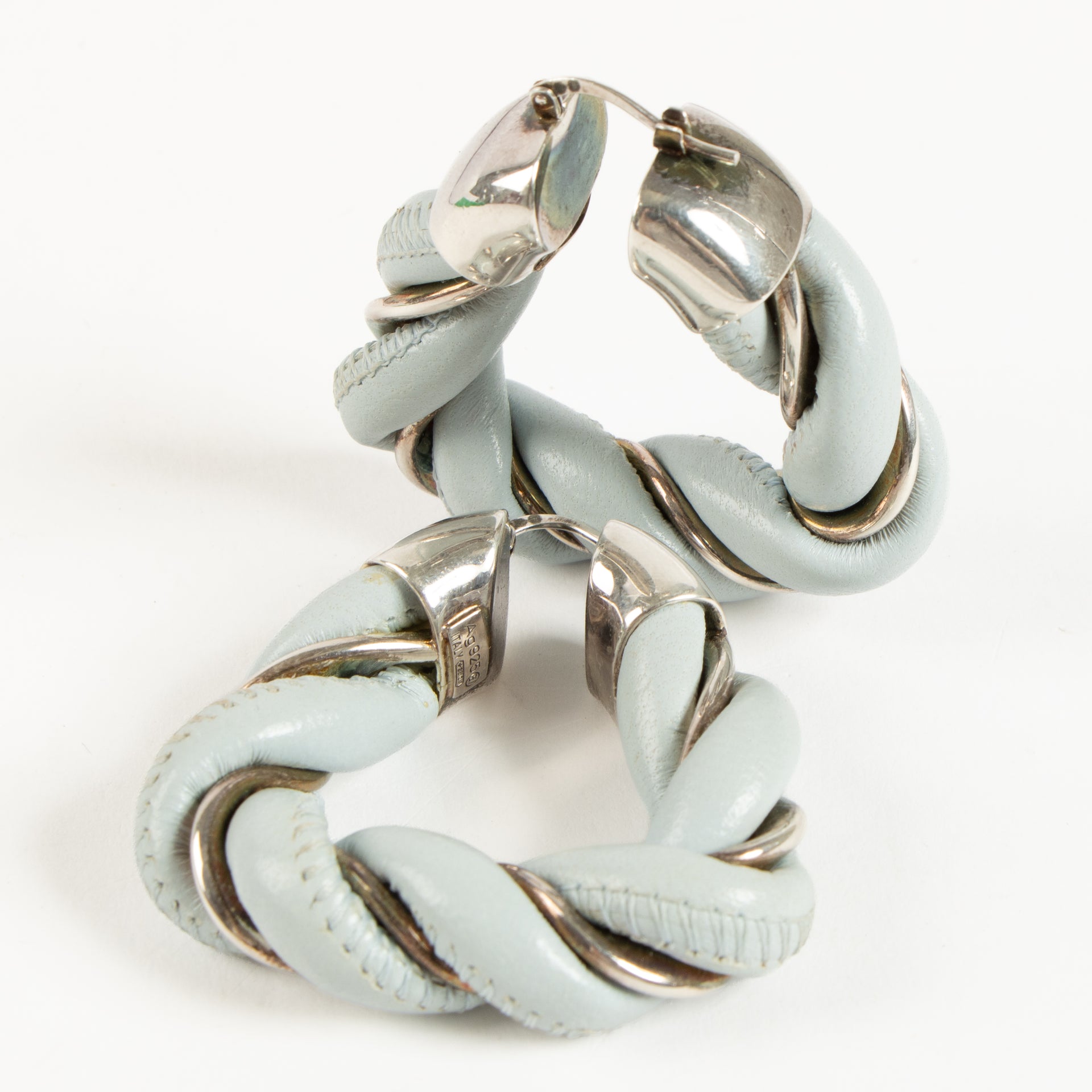 Bottega Veneta Blue Twist Hoop Earrings