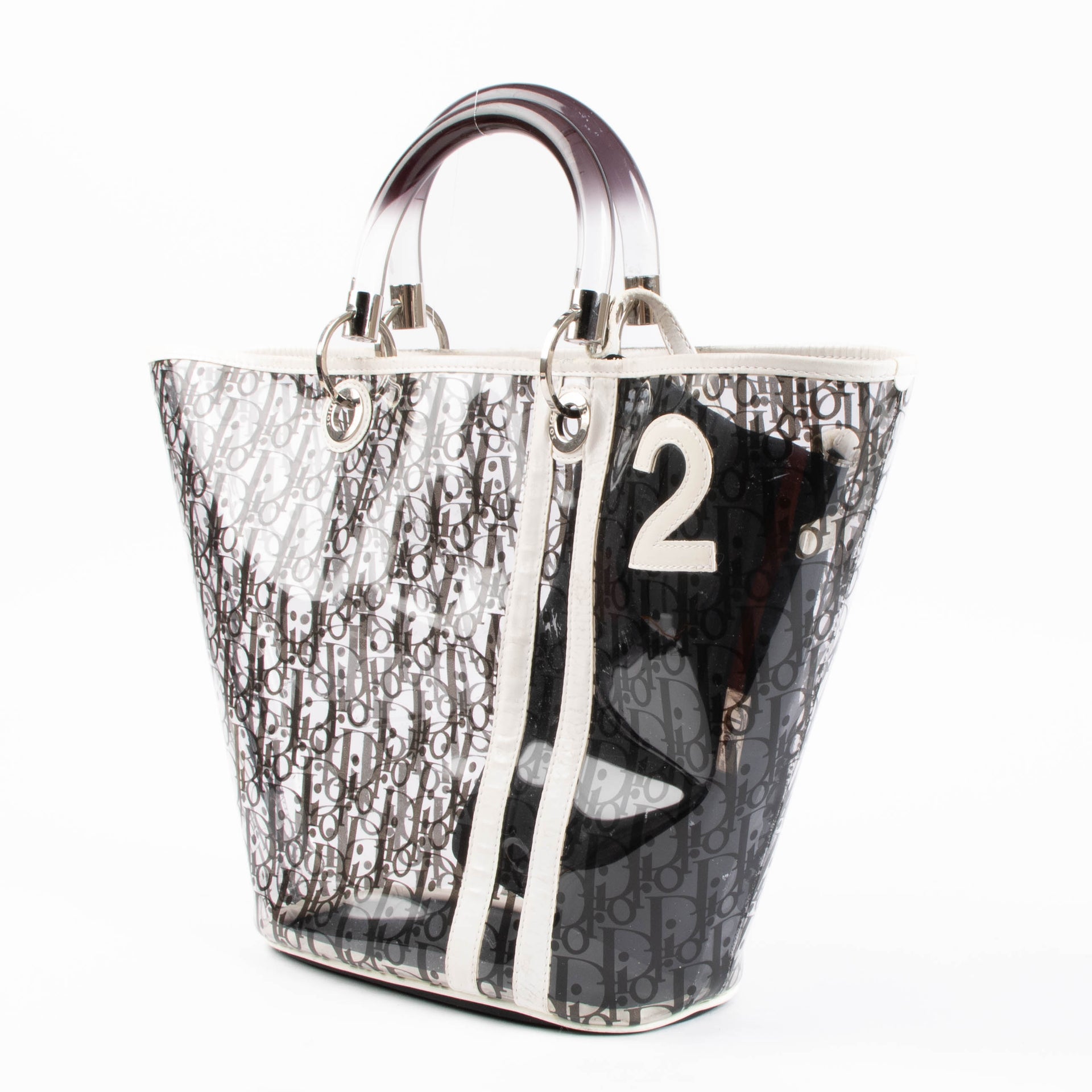 Shop the authentic Christian Dior by John Galliano Black Oblique PVC Basket Bag second hand on Labellov.com