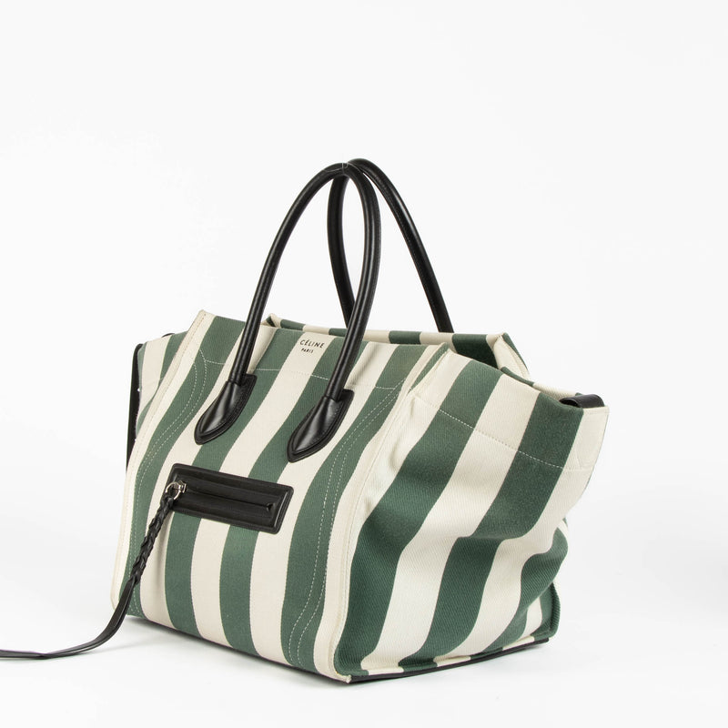 Celine Green/White Striped Phantom Top Handle Bag