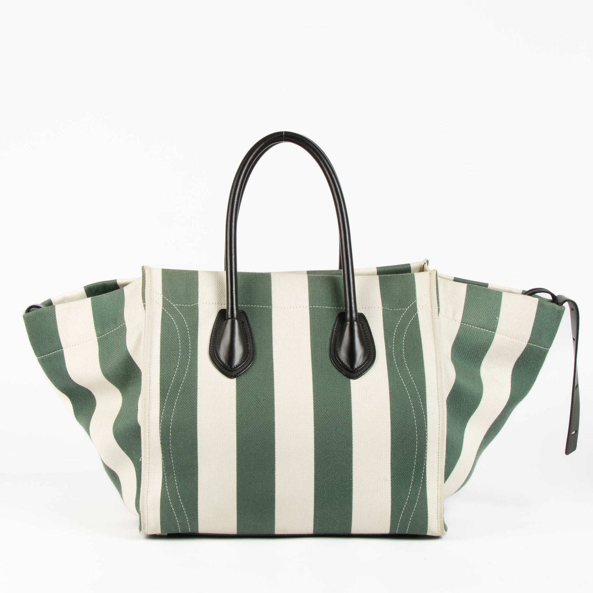 Celine Green/White Striped Phantom Top Handle Bag
