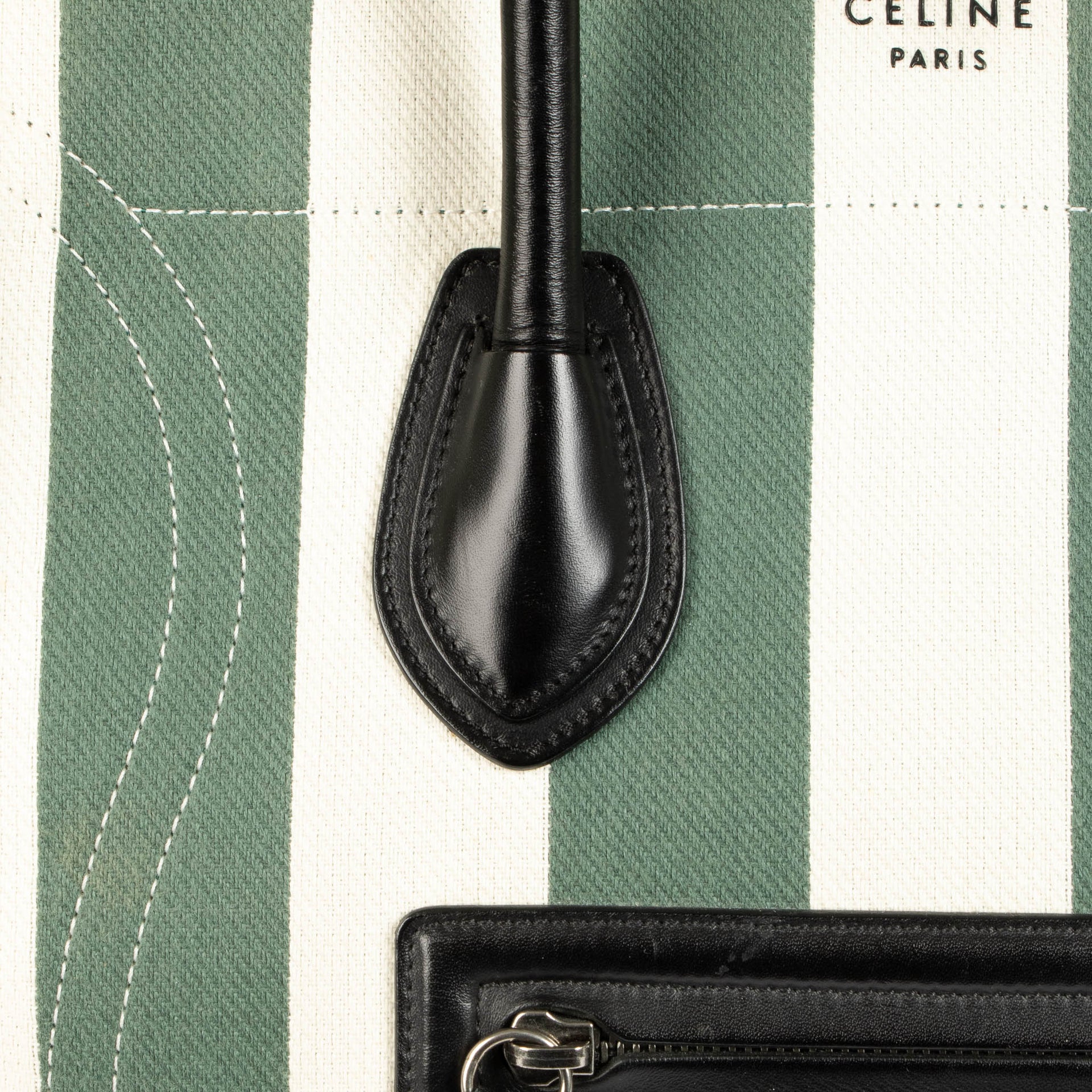 Celine Green/White Striped Phantom Top Handle Bag